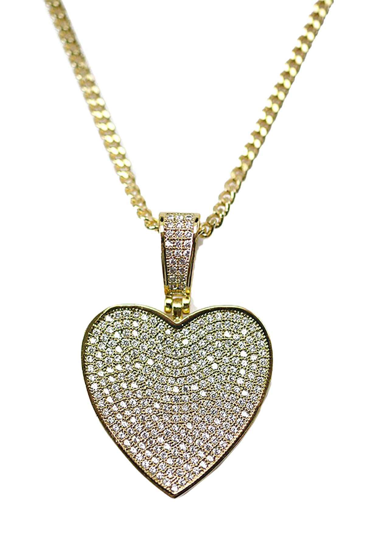 A stunning cubic heart pendant necklace with a 20-inch chain and lobster claw clasp, showcasing elegance and style.