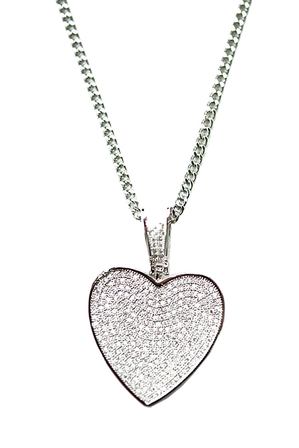 A stunning cubic heart pendant necklace with a 20-inch chain and lobster claw clasp, showcasing elegance and style.