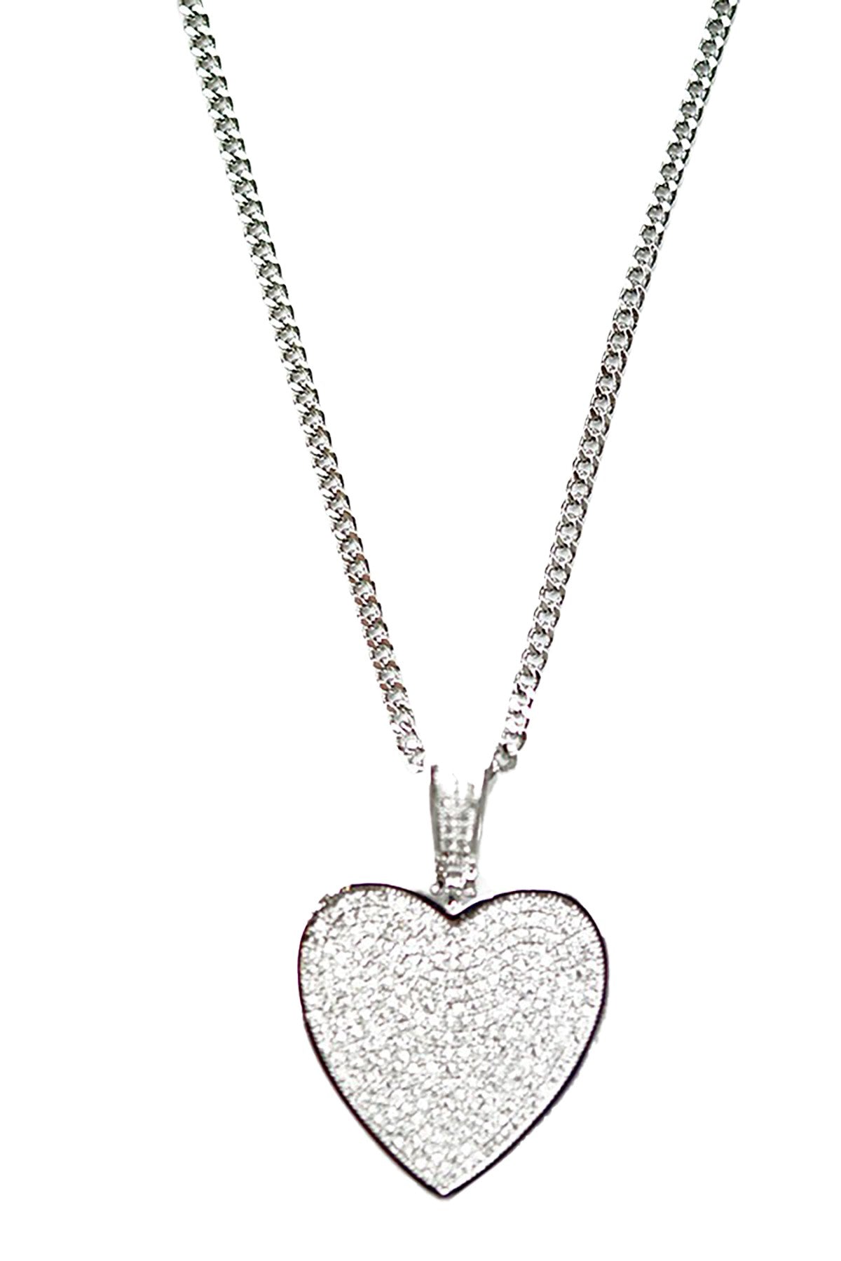 A stunning cubic heart pendant necklace with a 20-inch chain and lobster claw clasp, showcasing elegance and style.