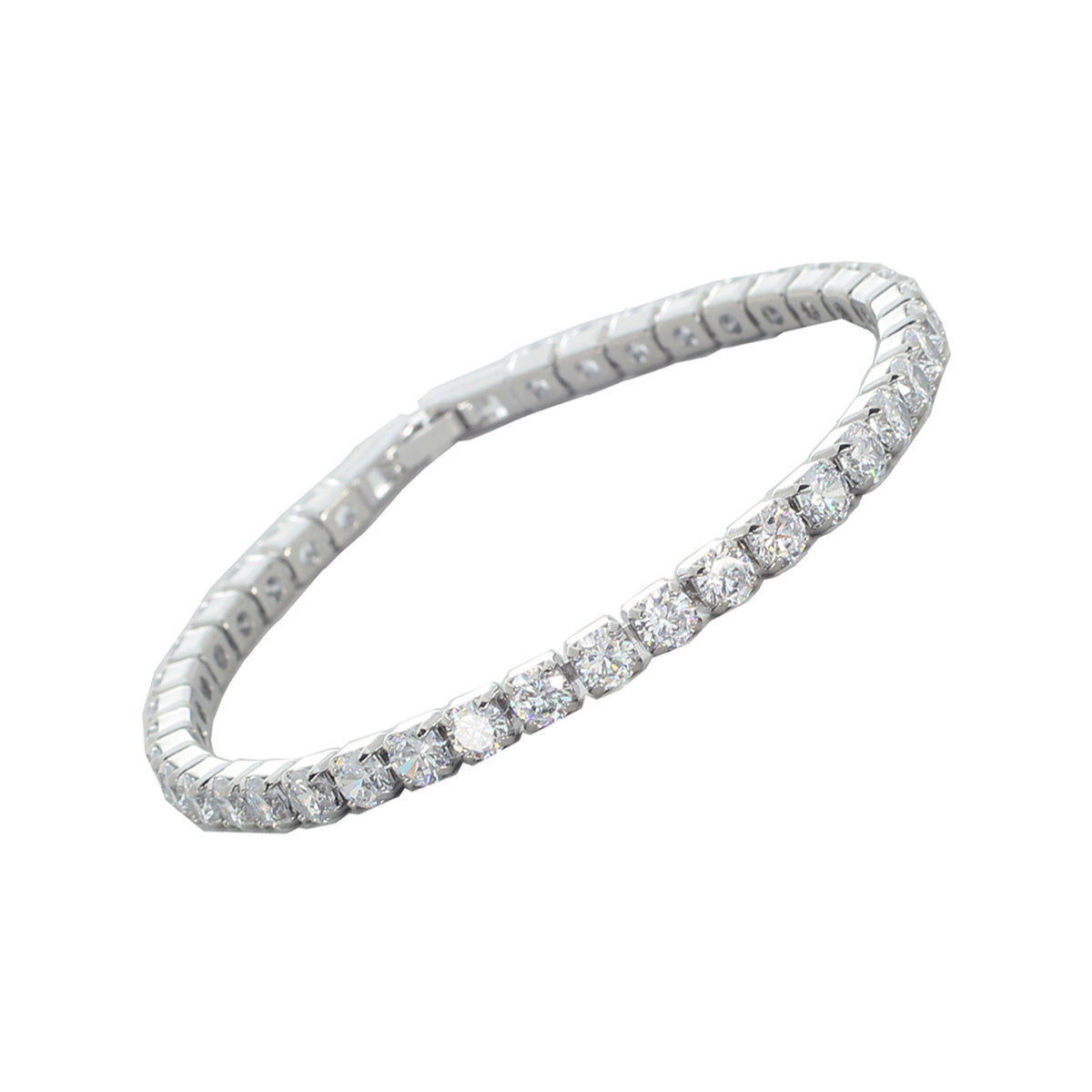 Cubic Zirconia 1 Row Tennis Bracelet featuring sparkling stones in a sleek design, perfect for elegant occasions.