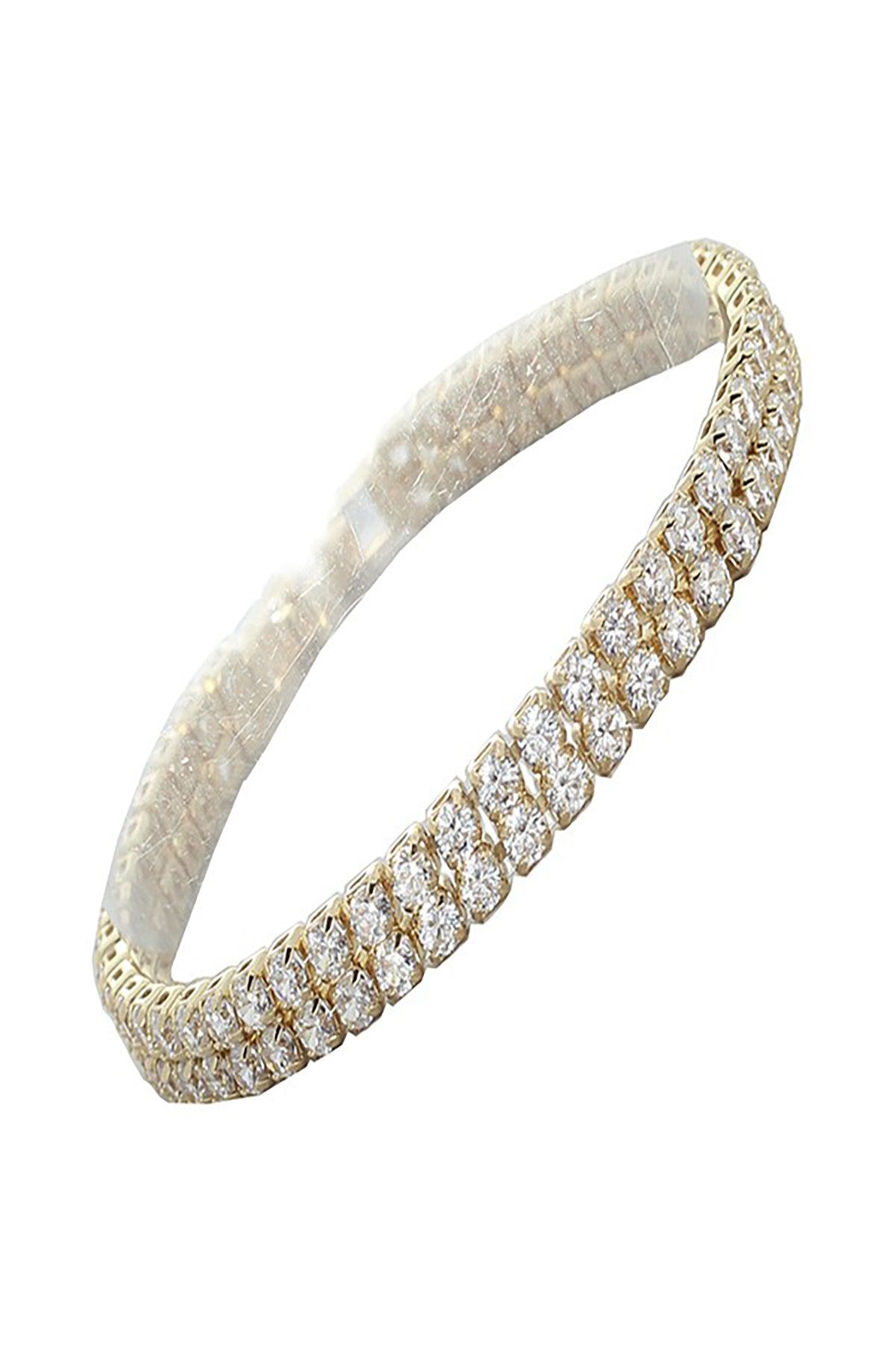 Cubic Zirconia 3mm 2 Row Tennis Chain Bracelet featuring sparkling stones and a secure fold-over clasp.