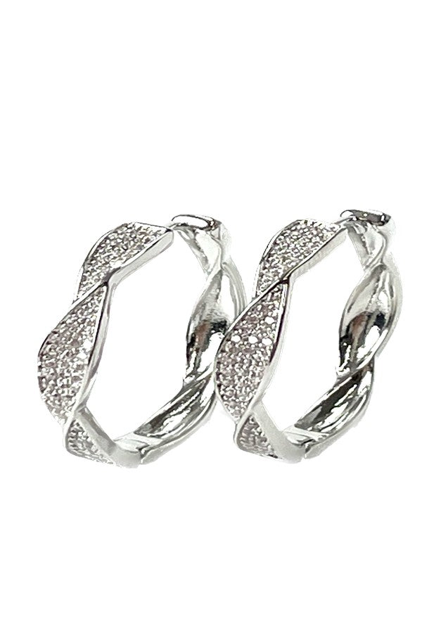 Elegant cubic zirconia hoop earrings with lever back closure, showcasing a sparkling design perfect for any occasion.