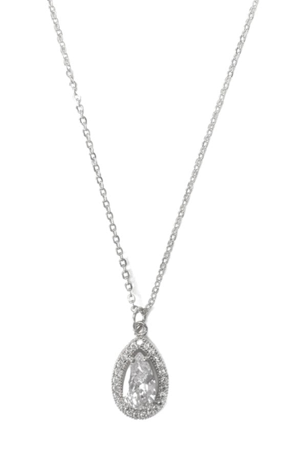 Cubic Zirconia Pendant Necklace Set featuring a sparkling pendant on a 16-inch chain with a lobster claw clasp.