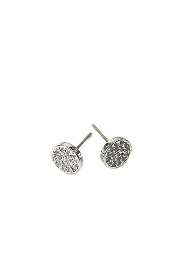 A pair of elegant cubic zirconia post back earrings, showcasing their sparkling design and secure closure.