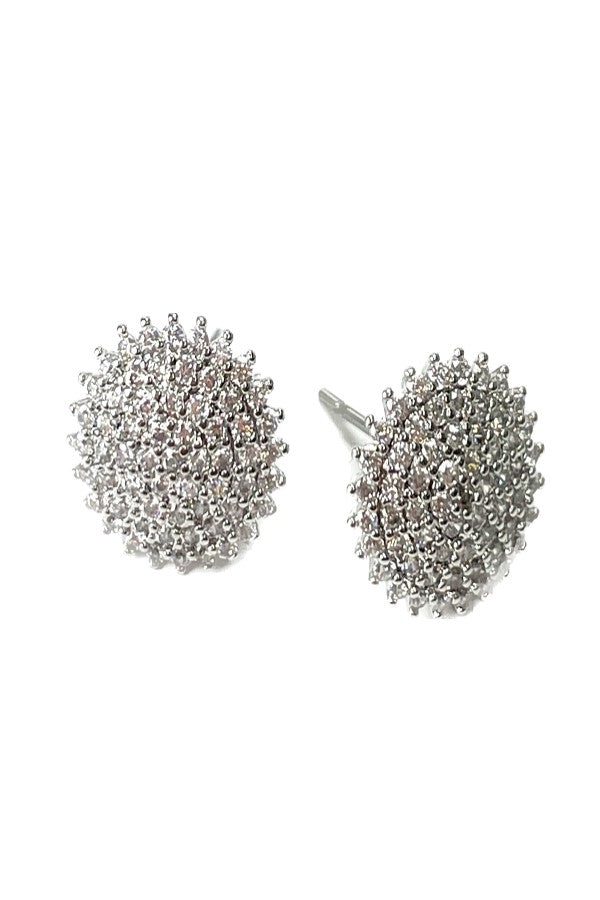 A pair of elegant cubic zirconia stud earrings, featuring a sparkling design and post back closure, perfect for any occasion.