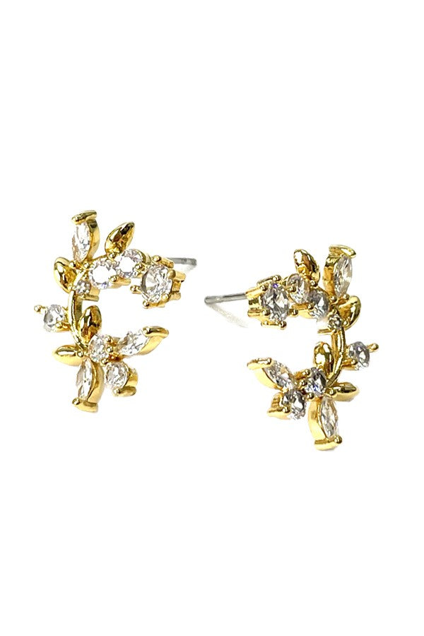 A pair of elegant cubic zirconia stud earrings, featuring a sparkling design and post back closure, perfect for sensitive ears.