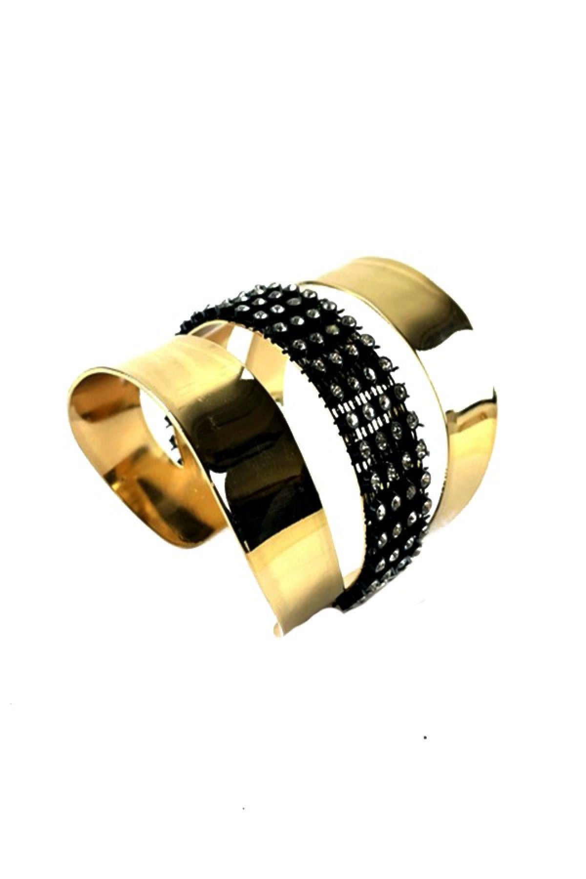 A stylish cuff bracelet featuring intricate rhinestone detailing, designed for elegance and comfort.