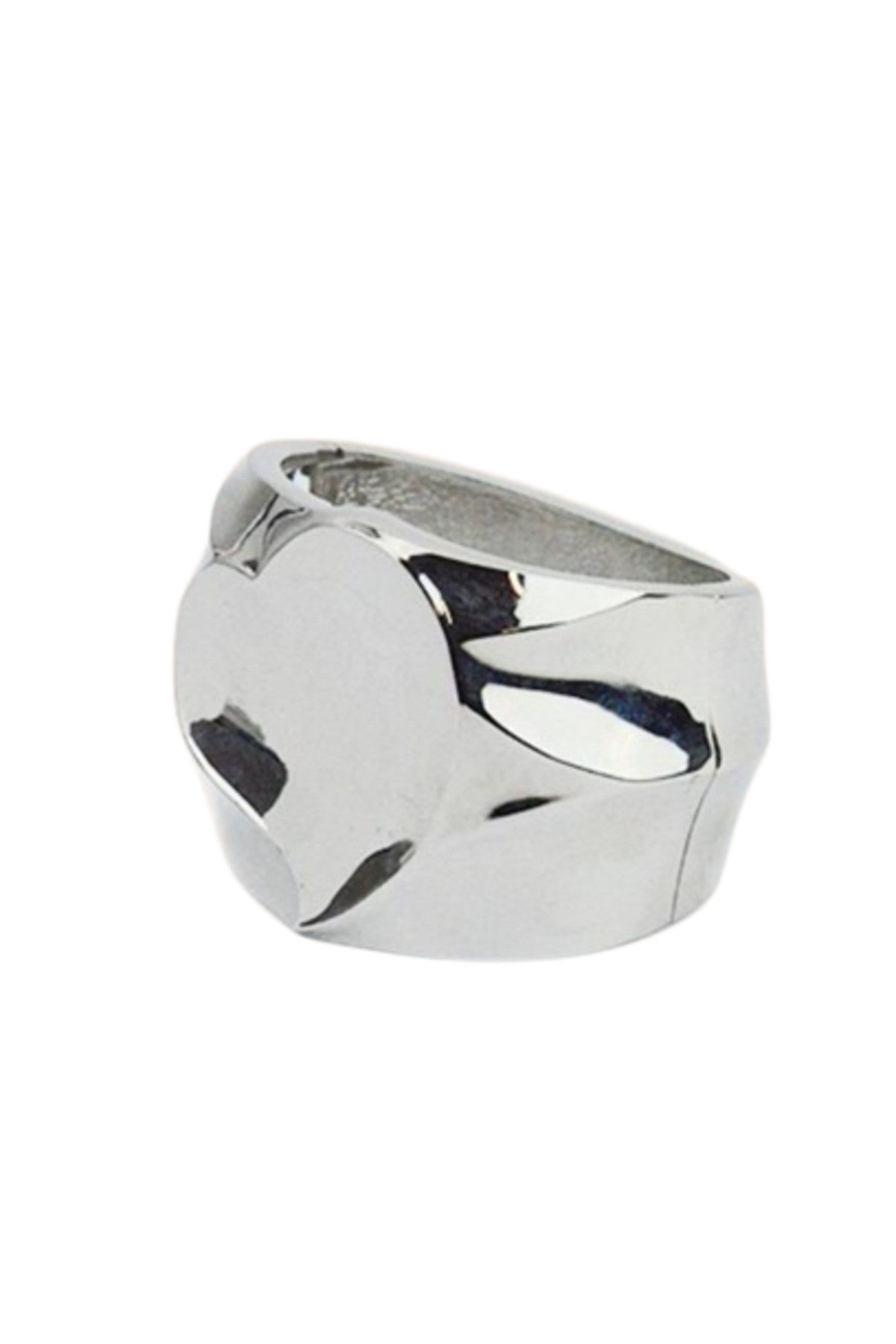 Stylish metal heart surface hinge cuff bracelet, rhodium plated, showcasing elegance and durability.