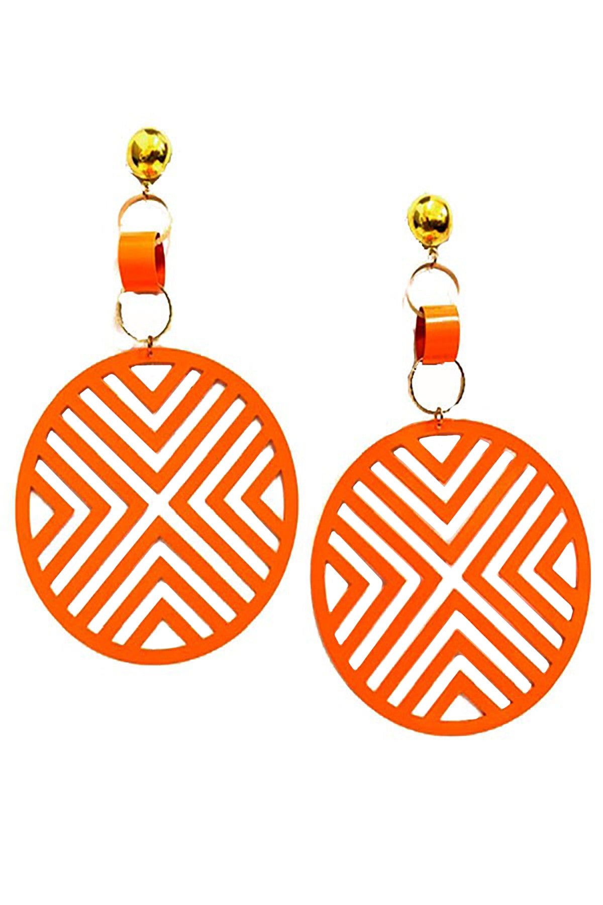 Elegant Cut Off Dangle Earrings with a 6-inch drop, featuring a modern design and secure post back.