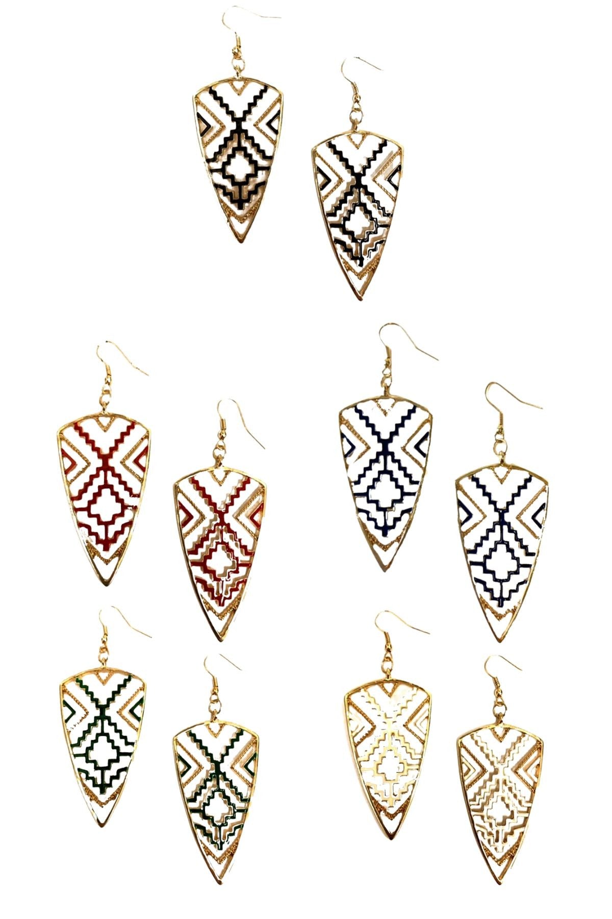 Elegant Cut Out Dangle Earrings featuring a fish hoop design, approximately 2.5 inches long.