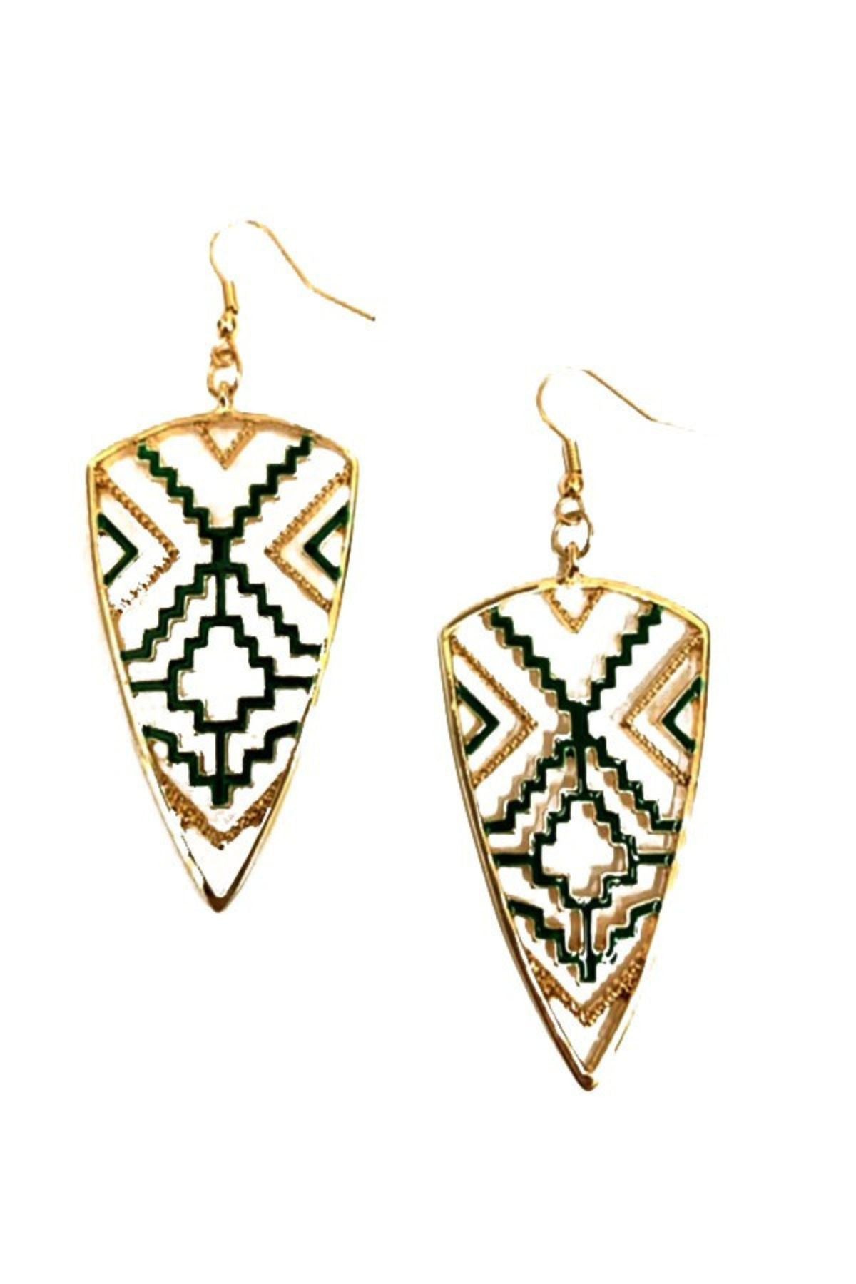 Elegant Cut Out Dangle Earrings featuring a fish hoop design, approximately 2.5 inches long.