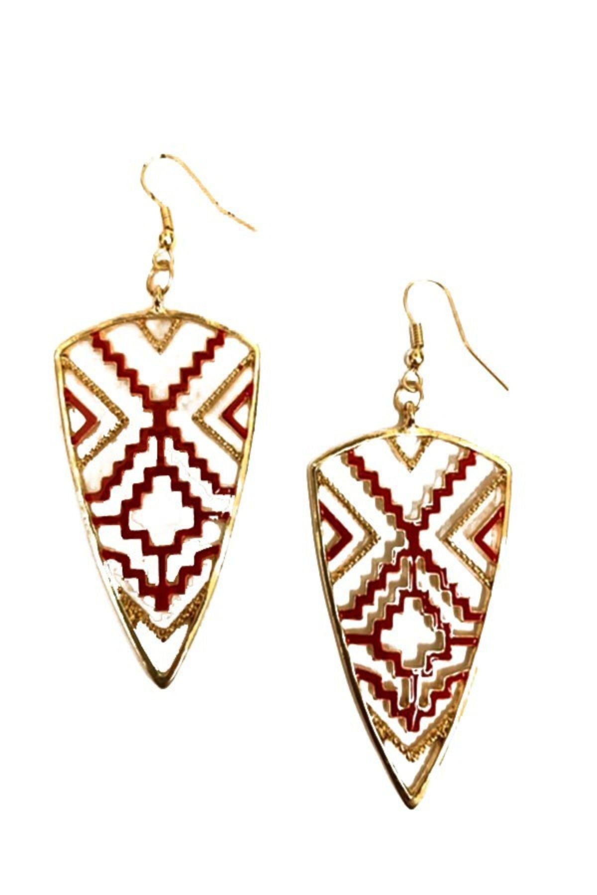 Elegant Cut Out Dangle Earrings featuring a fish hoop design, approximately 2.5 inches long.