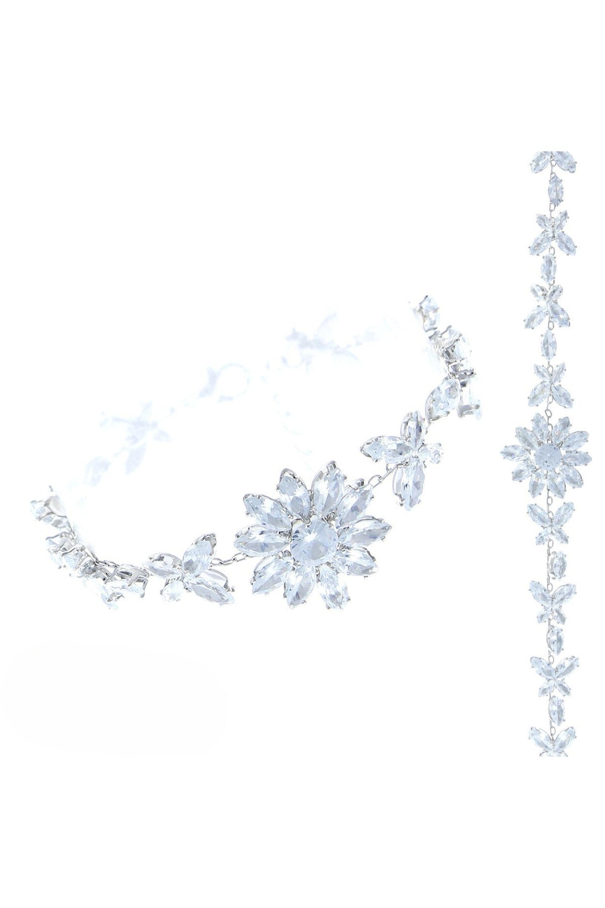 CZ Marquise Flower Butterfly bracelet featuring cubic zirconia stones in a floral and butterfly design.