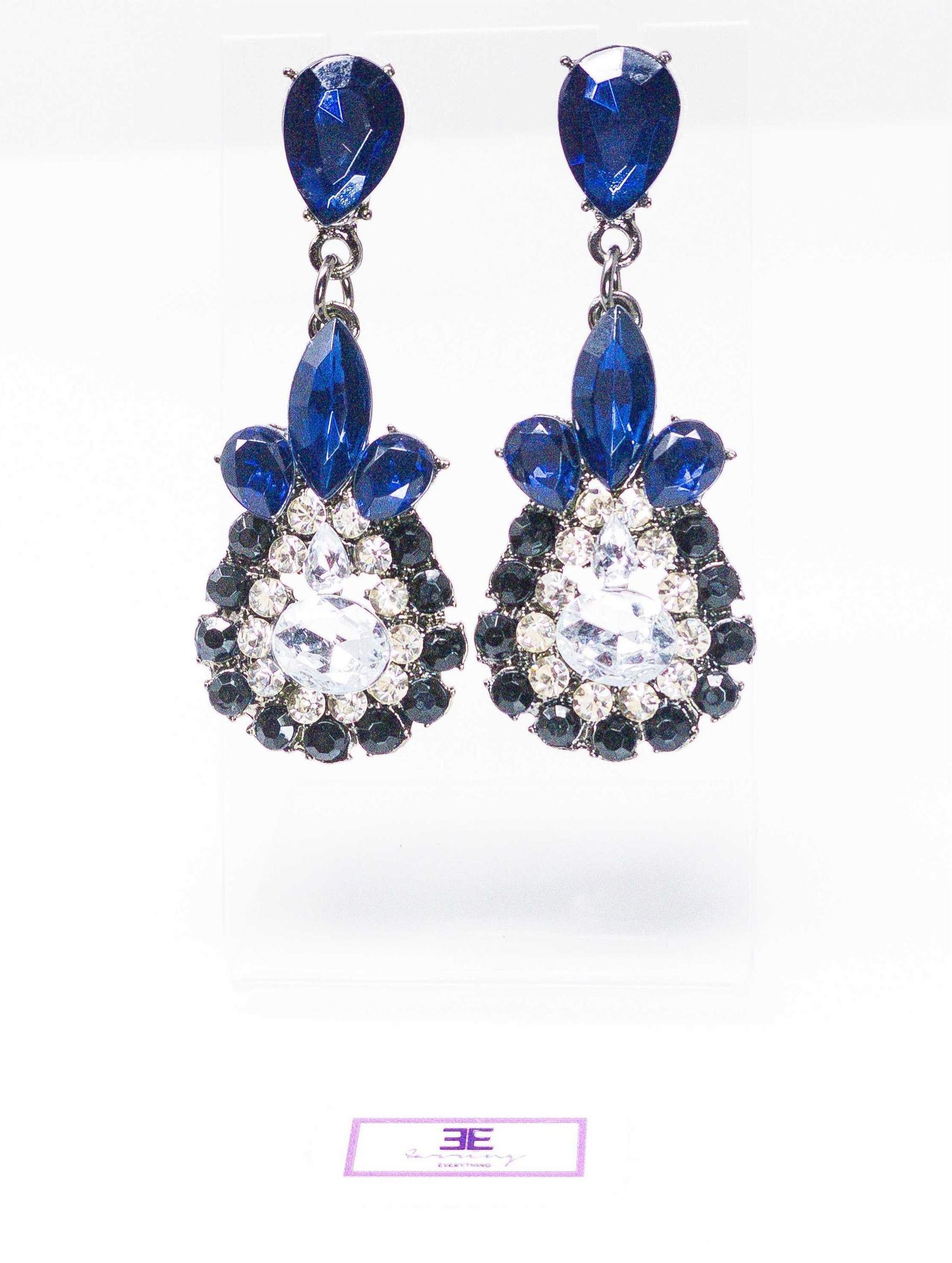 Dangle - Charisma Earrings featuring sparkling rhinestones in a teardrop design, available in pink and blue colors.