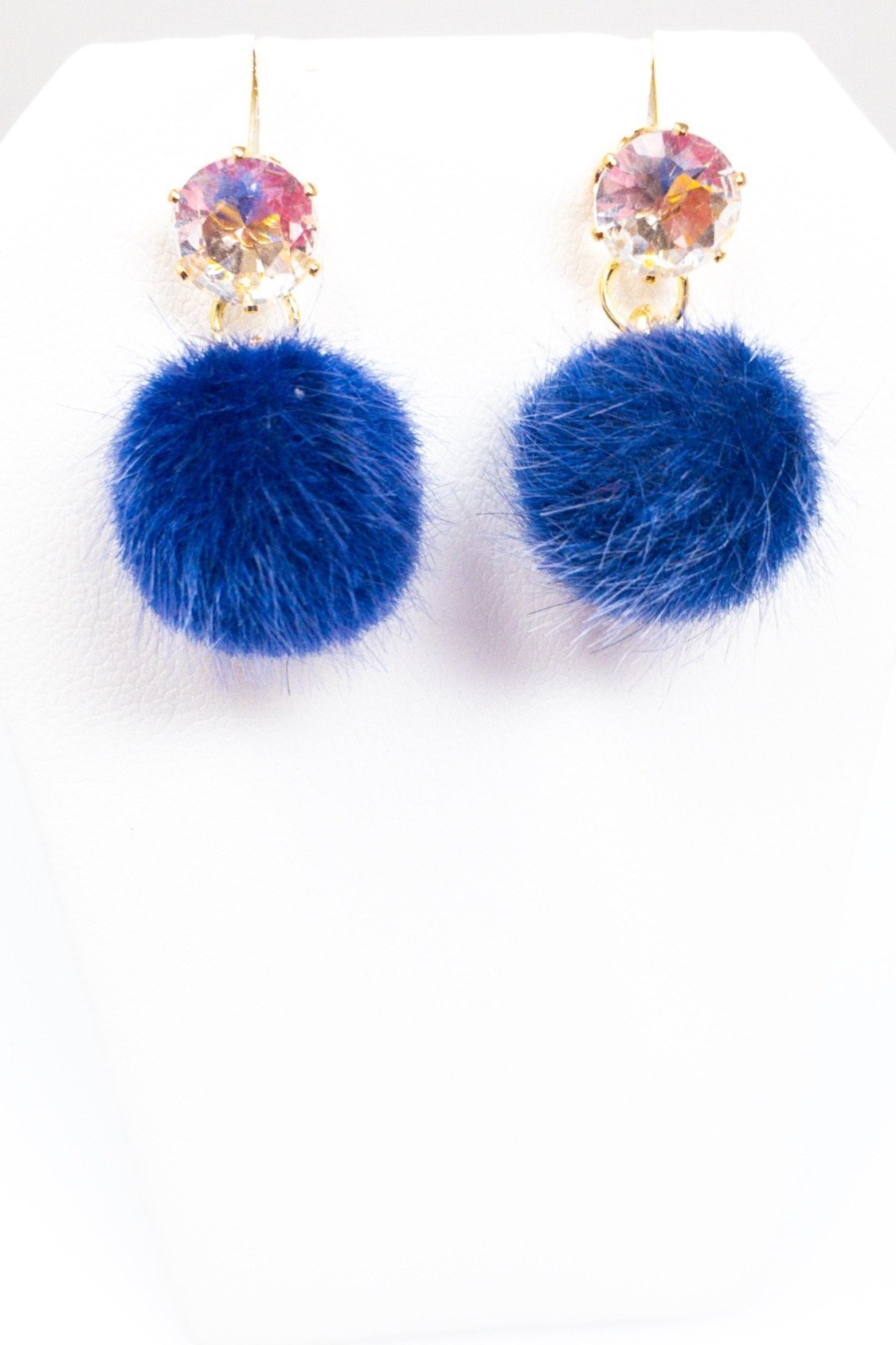 Dangle Fuzzy Drop Earrings featuring vibrant colors and geometric design, made from high-quality zinc alloy and crystallized stones.