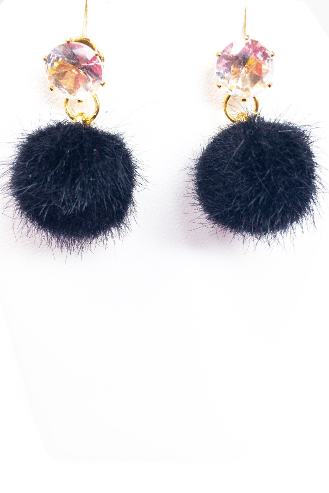 Dangle Fuzzy Drop Earrings featuring vibrant colors and geometric design, made from high-quality zinc alloy and crystallized stones.