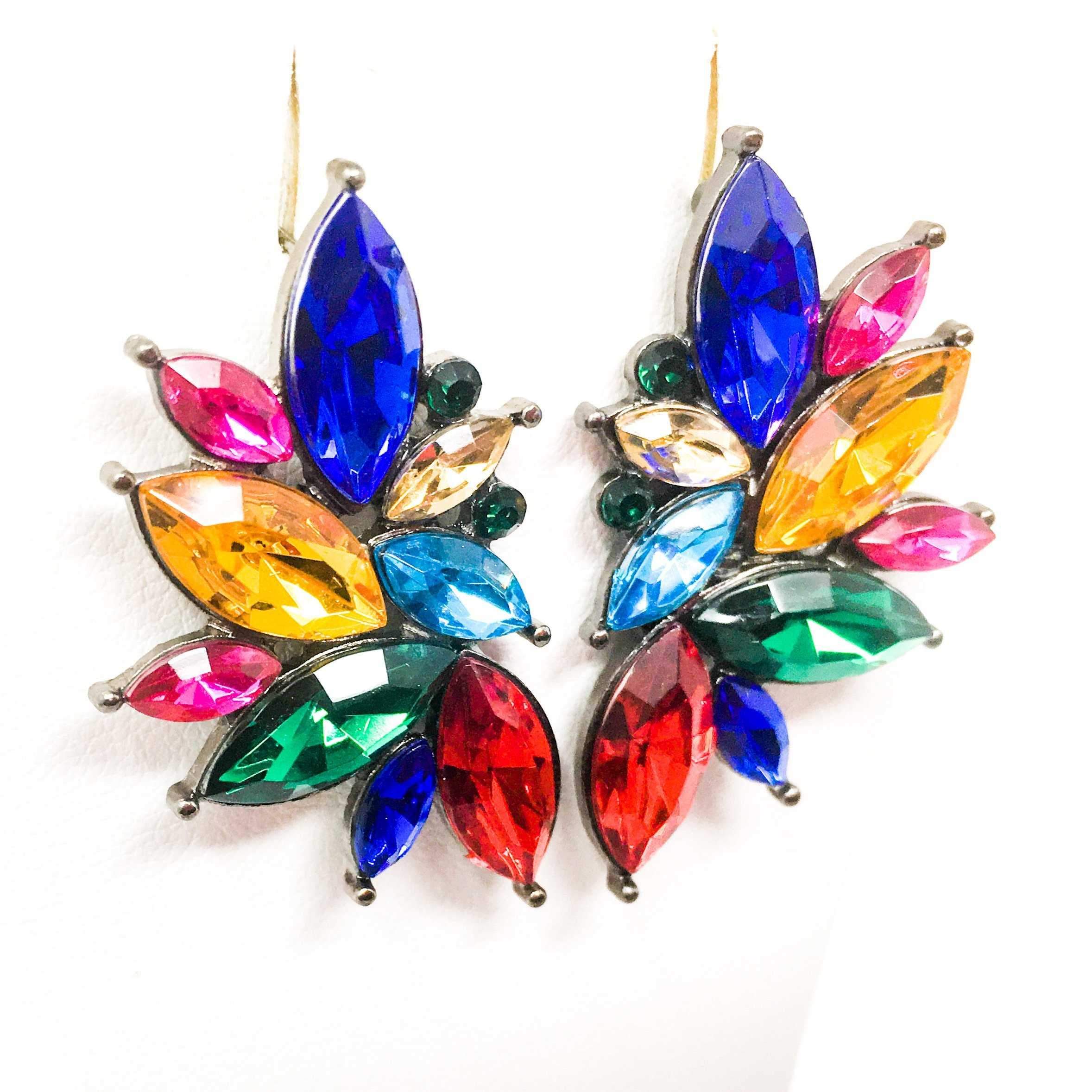 Dangle - Kaleidoscope Angel earrings featuring a geometric design with multicolored crystallized stones set in high-quality zinc alloy.