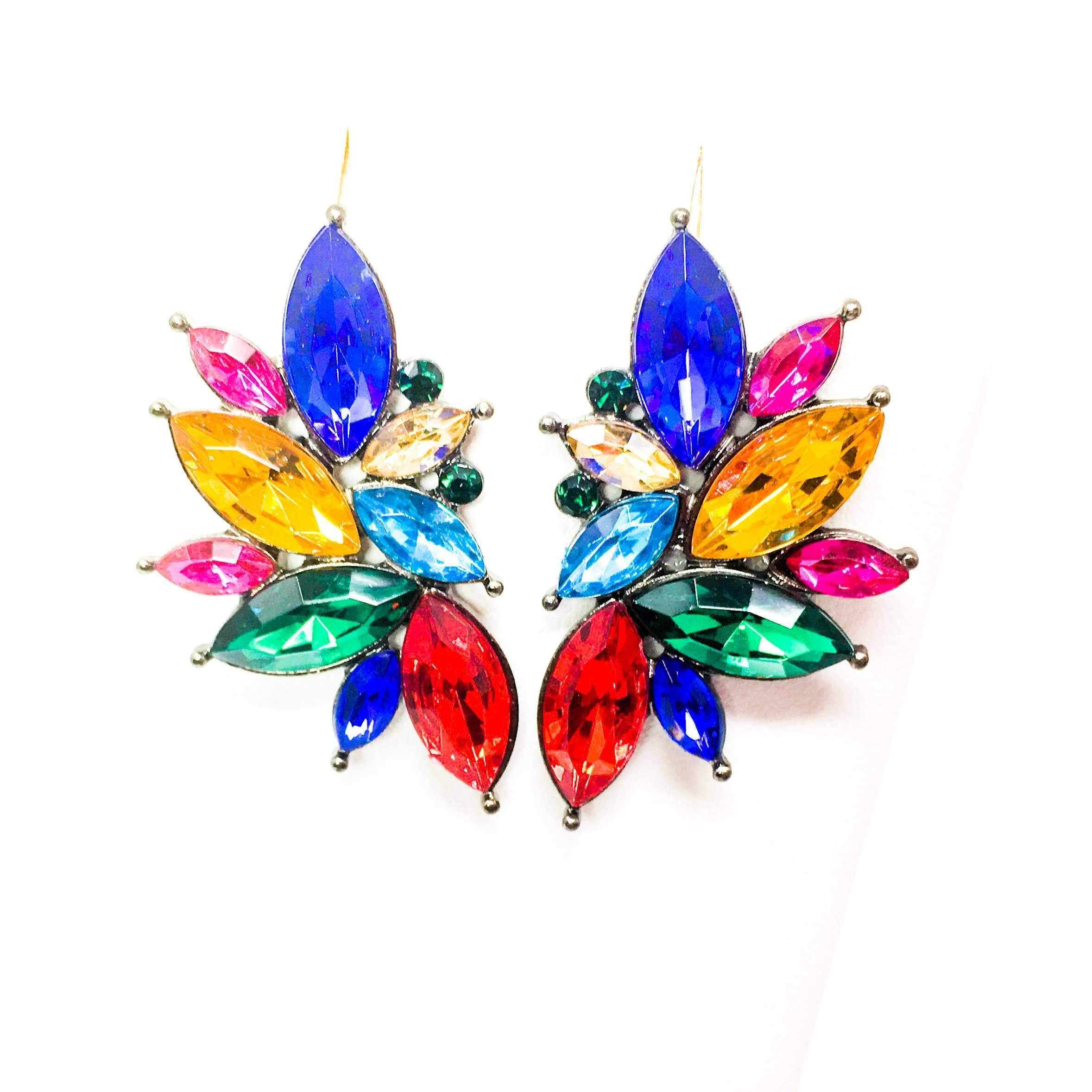 Dangle - Kaleidoscope Angel earrings featuring a geometric design with multicolored crystallized stones set in high-quality zinc alloy.