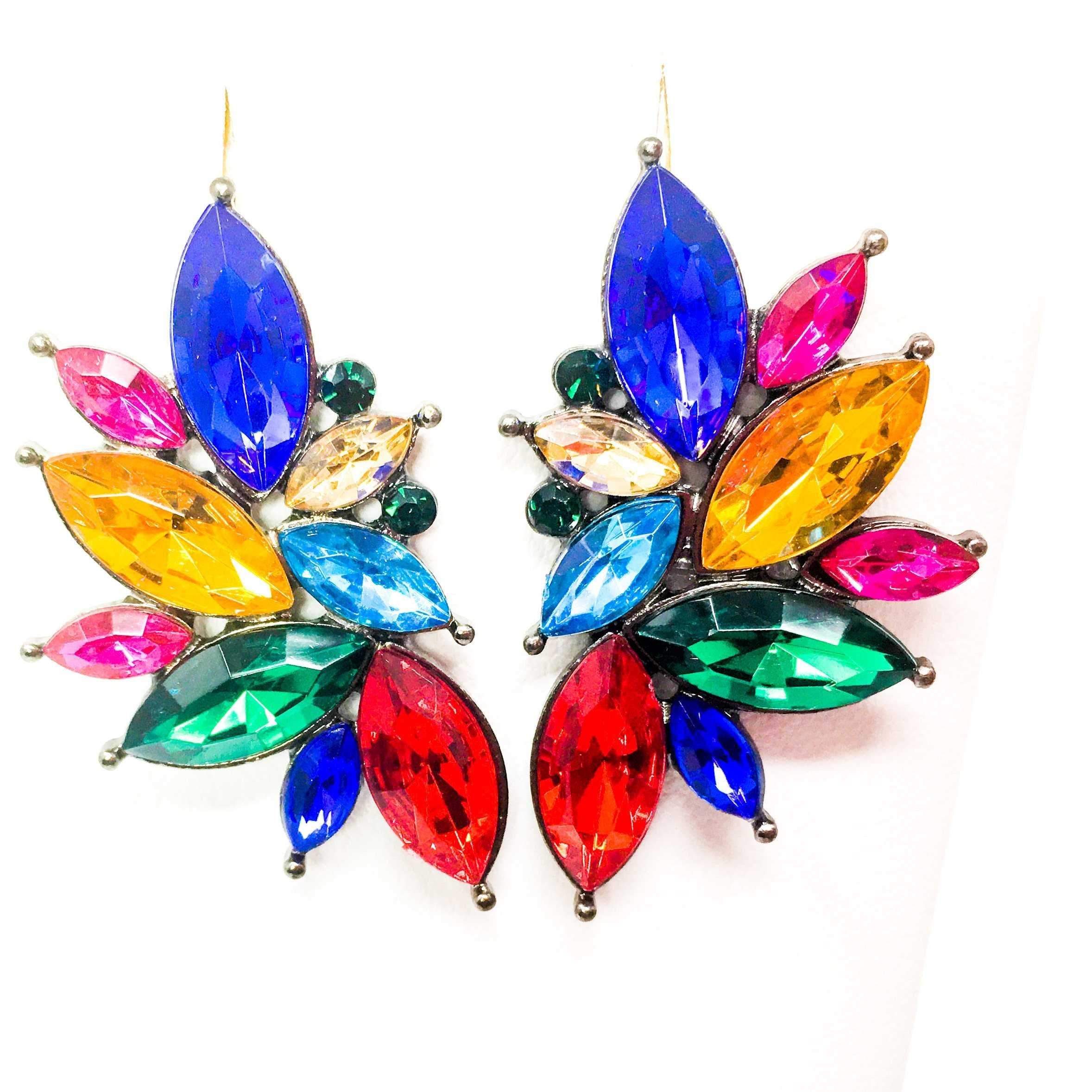 Dangle - Kaleidoscope Angel earrings featuring a geometric design with multicolored crystallized stones set in high-quality zinc alloy.