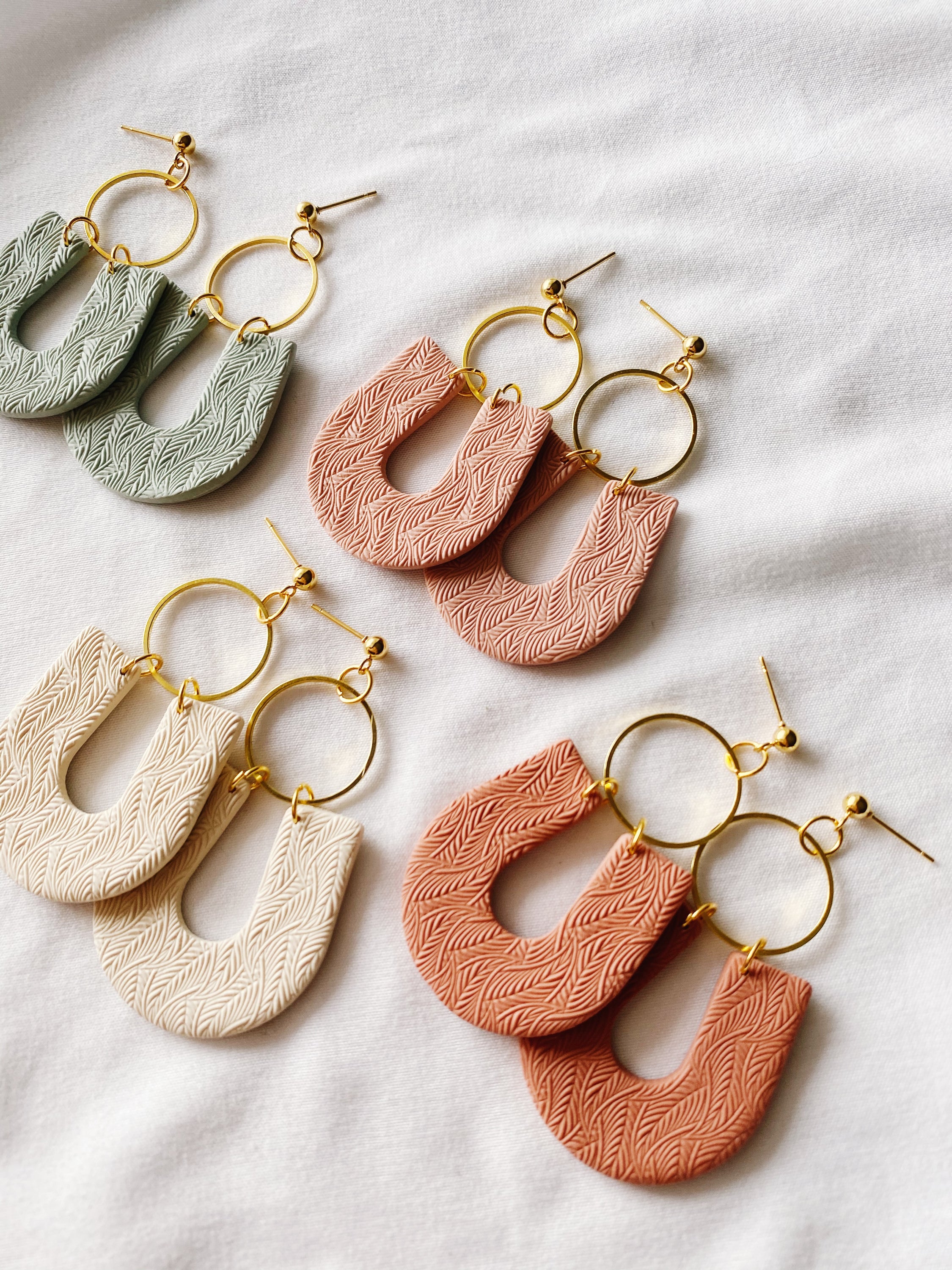 Delilah Handmade Polymer Clay Earrings featuring a minimalist design, lightweight and hypoallergenic, handcrafted in Winnipeg, Canada.