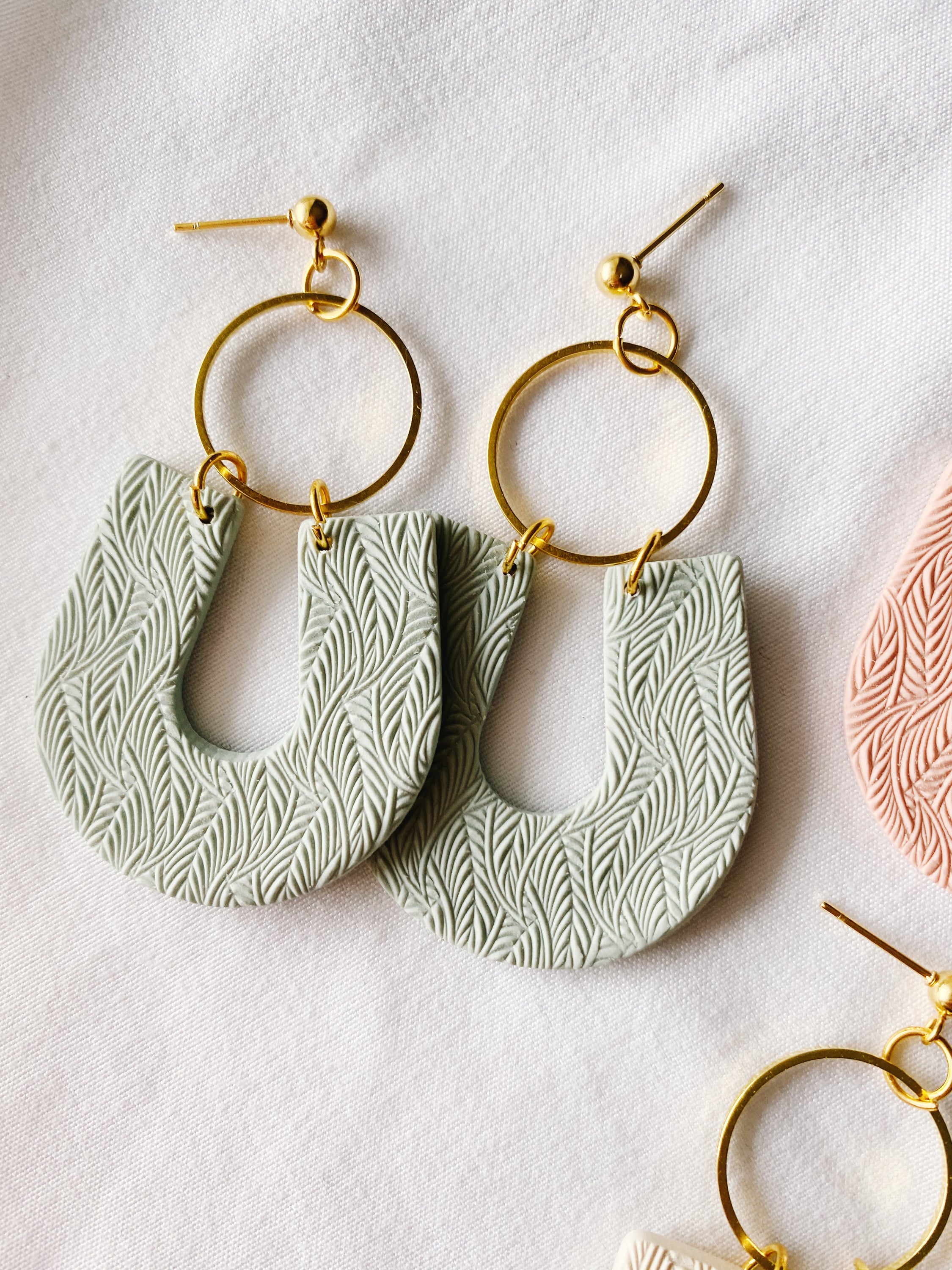 Delilah Handmade Polymer Clay Earrings featuring a minimalist design, lightweight and hypoallergenic, handcrafted in Winnipeg, Canada.