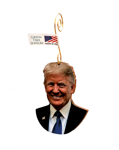 Donald Trump Ornament #T036 made from eco-friendly birch wood, featuring a glossy finish and essential oil diffuser functionality.