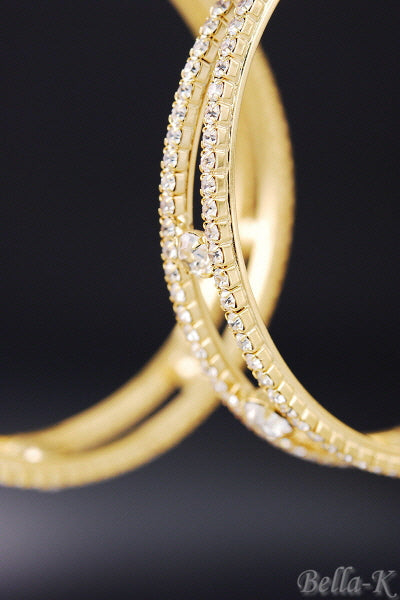 Elegant double crystal hoop earrings with a lever back closure, showcasing a chic design and double plated finish.