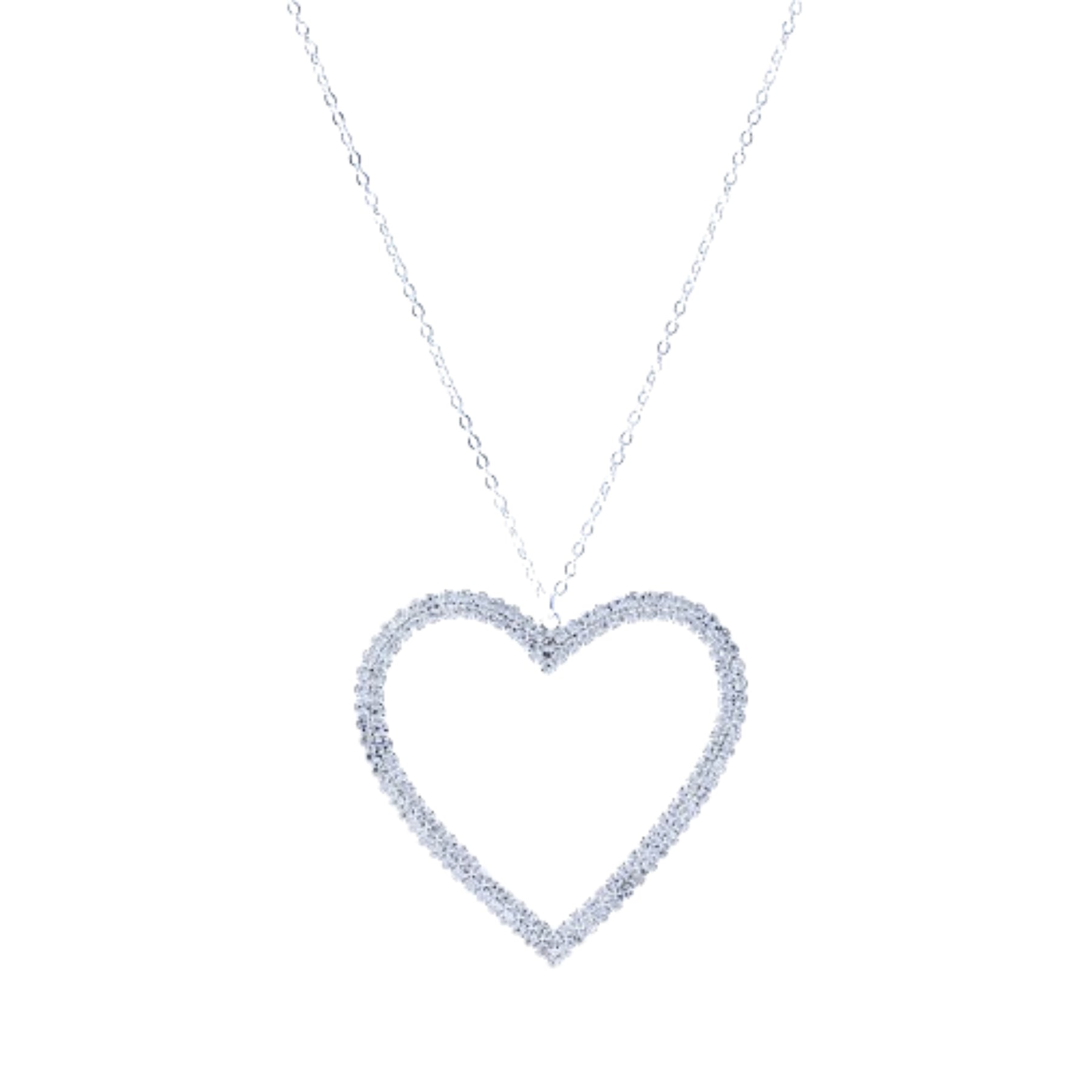 A stunning Double Line Heart Necklace featuring a unique heart design, crafted with lead and nickel-free materials, secured with a lobster claw clasp.