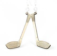 Driver Golf Club Earrings #1322 made from sustainably sourced wood with silver-finished hypoallergenic ear wires, showcasing a unique golf club design.