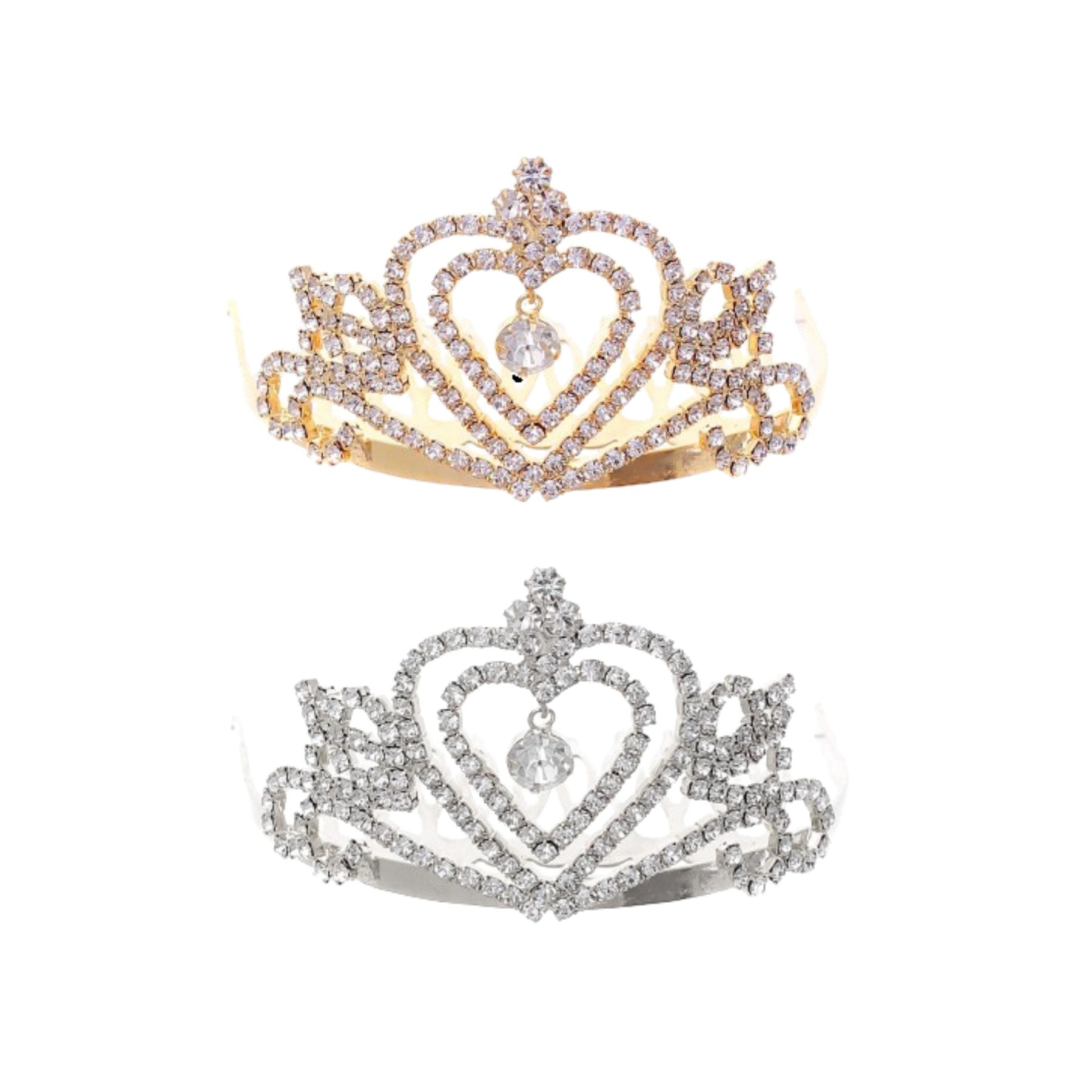 Drop Crystal In Heart Crown featuring sparkling crystals and elegant heart design, perfect for special occasions.