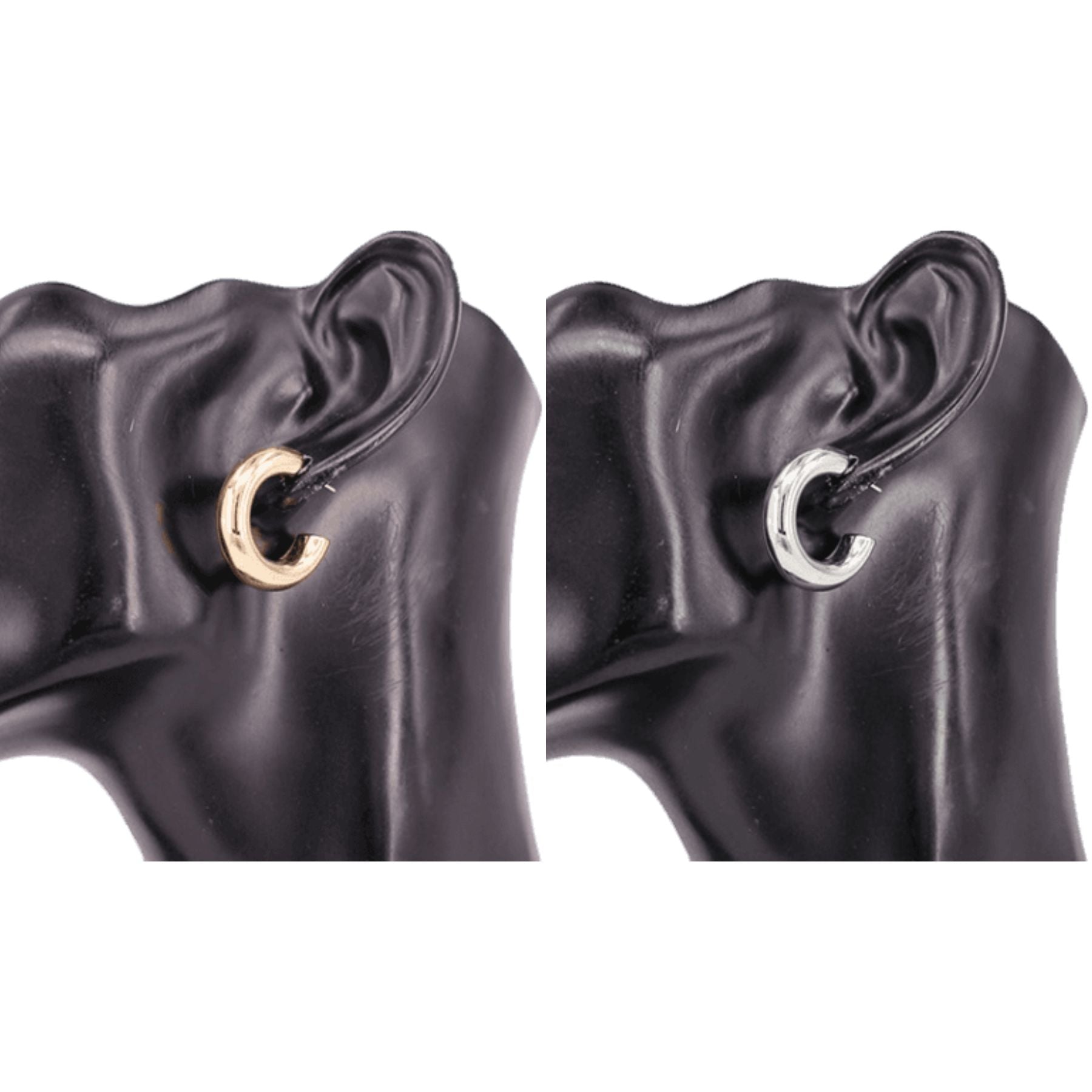 A pair of shiny metal hoop earrings with a 1-inch diameter, featuring a post back closure for secure wear.