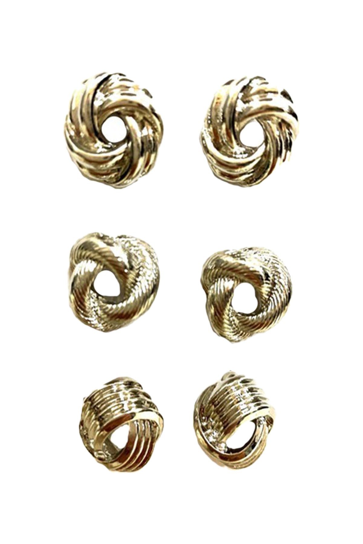 A stylish 3-piece set of fashion jewelry earrings in various sizes, perfect for any outfit.