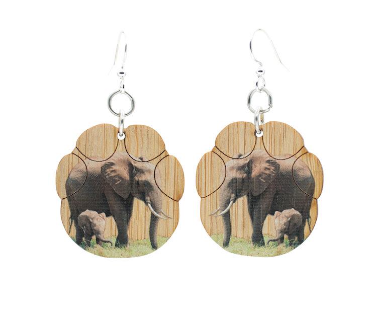 Elegant Elephant Bamboo Earrings #903, showcasing a minimalistic design made from sustainable bamboo, perfect for eco-friendly fashion.