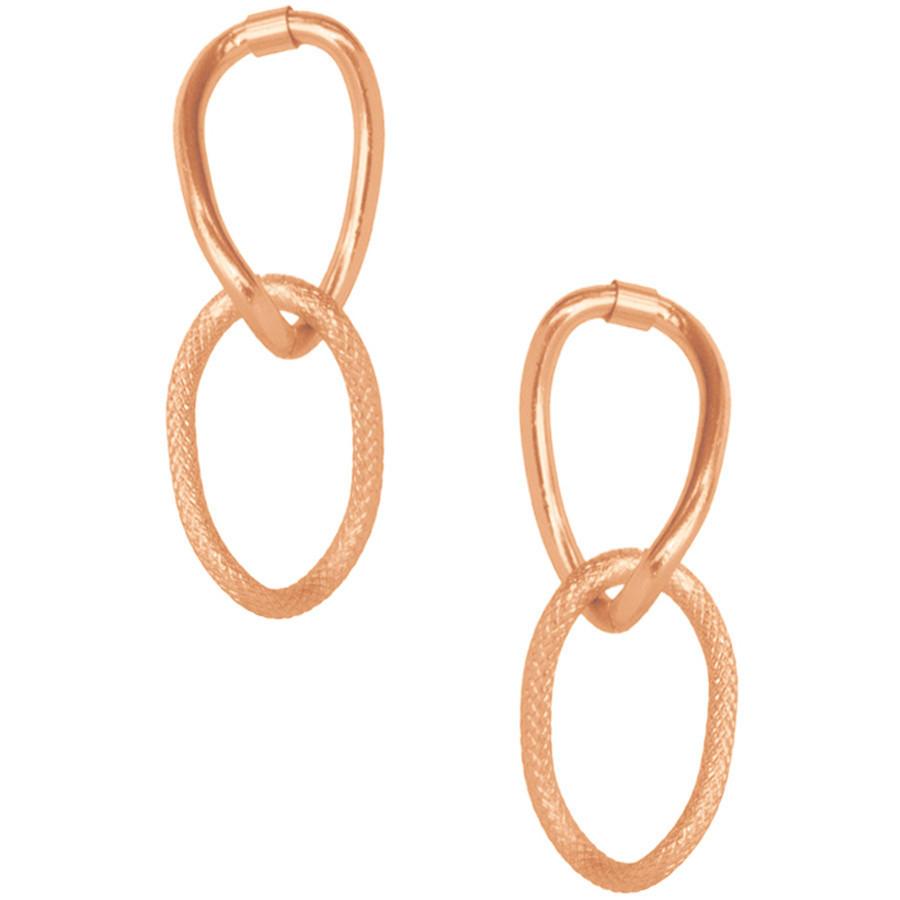 Emma Double Link Drop Earring featuring polished and brushed gold textures, lightweight design, and post back closure, perfect for festive occasions.