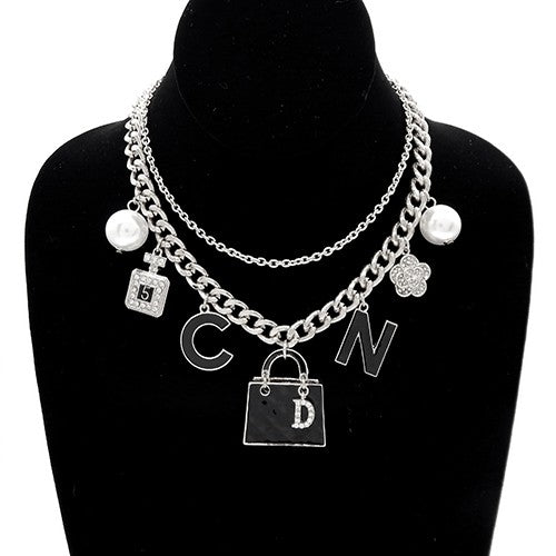 Epoxy Luxury Charm Necklace featuring elegant charms and adjustable length.