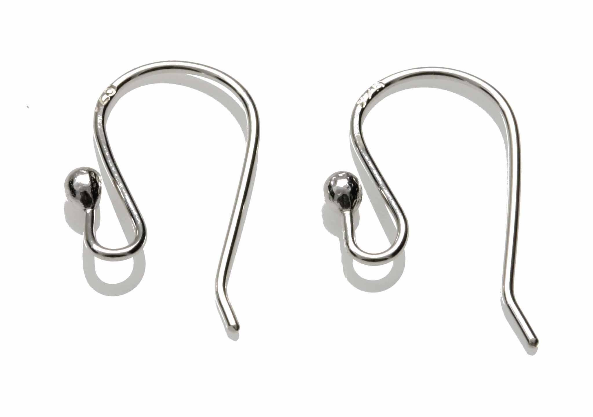 A close-up view of 10 pairs of Euro Style Hooks made from sterling silver, showcasing their elegant design and polished finish.