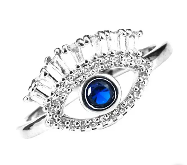 Evil Eye Lash Size 7 Ring featuring intricate design, lead and nickel free materials, perfect for stylish protection.