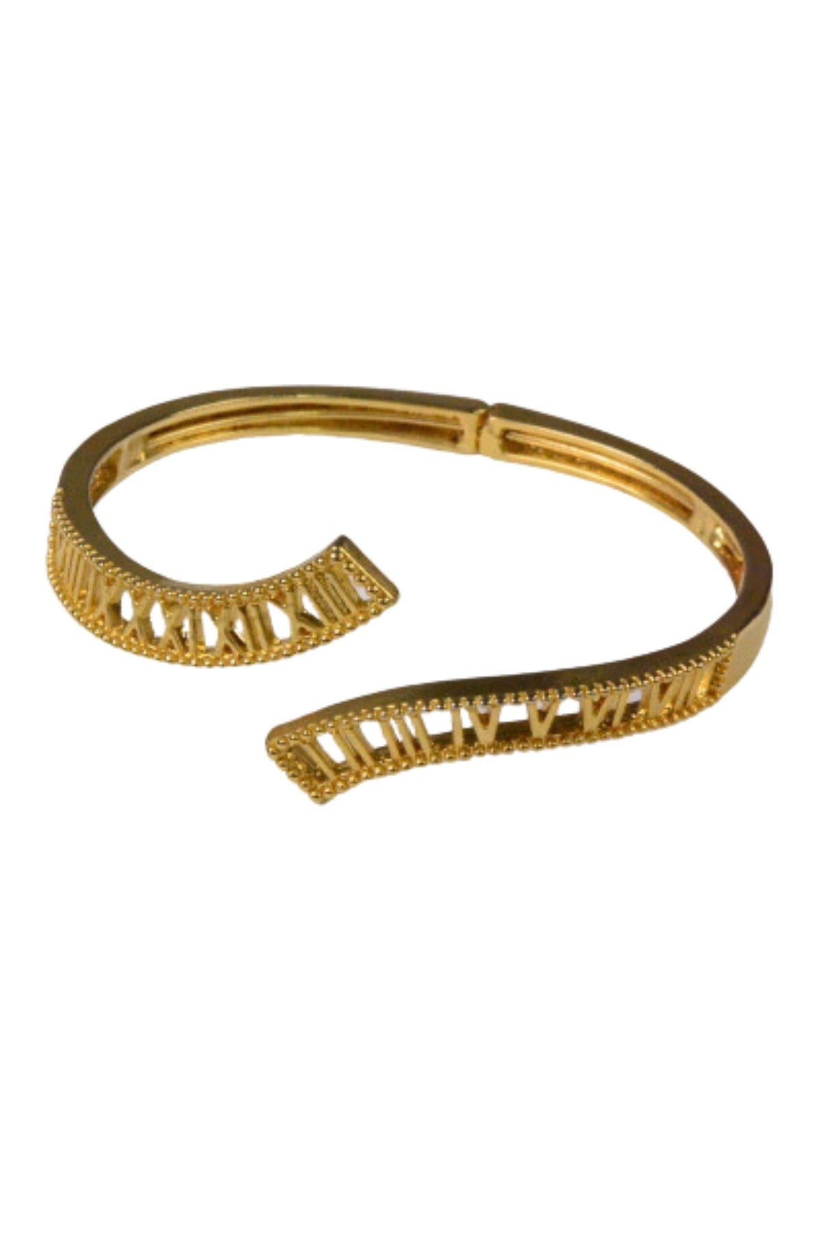 Fashion Bracelet featuring a unique Roman Numeral cut-out design, elegantly crafted for a stylish look.