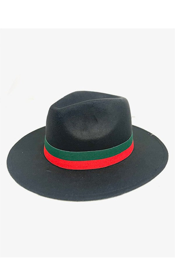 Fashion Fedora with stripe detail, made of 100% polyester, measuring 13"x12", perfect for stylish outfits.