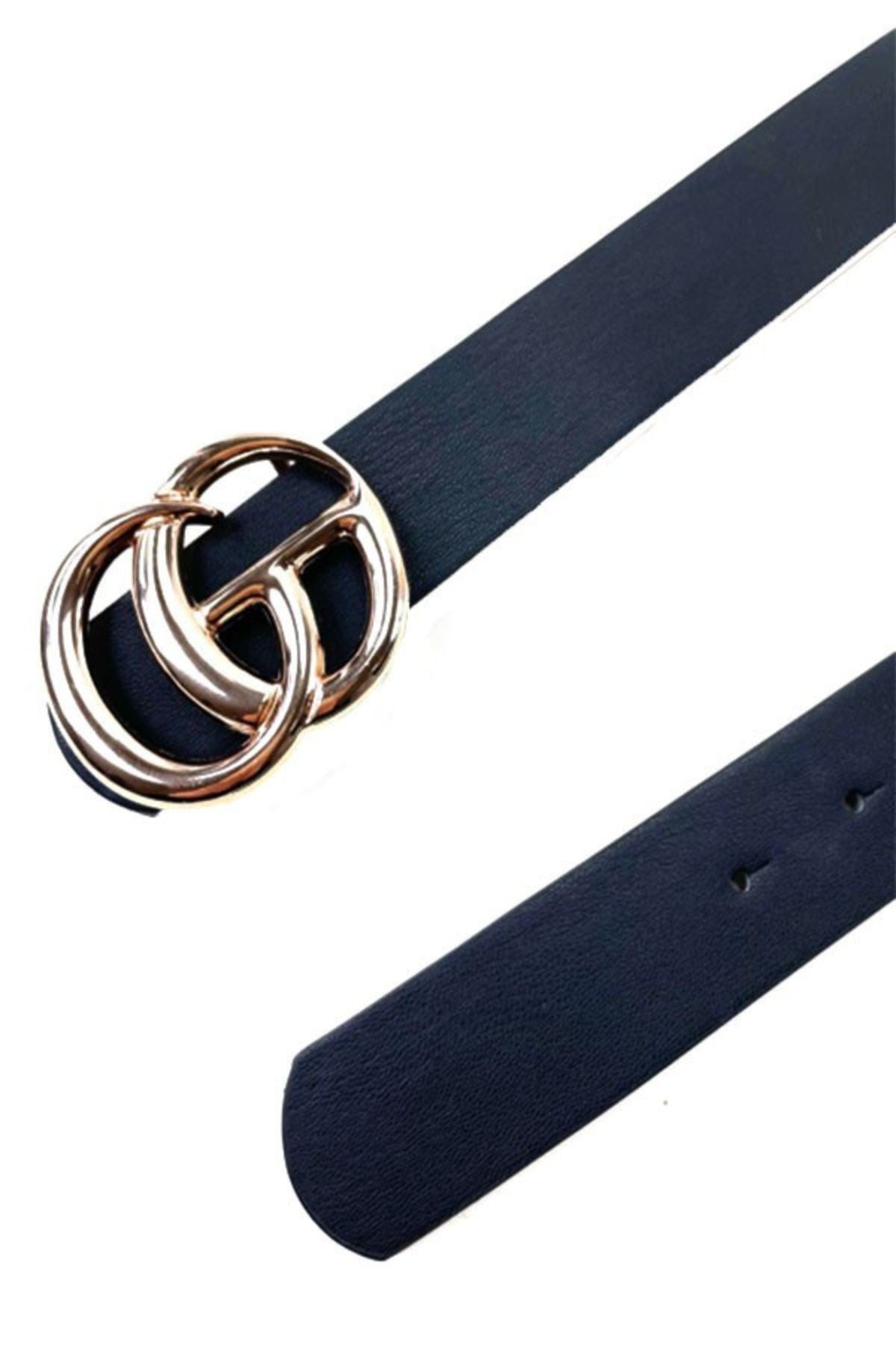 A stylish faux leather buckle belt made from smooth PU leather, featuring a classic buckle design and adjustable fit.