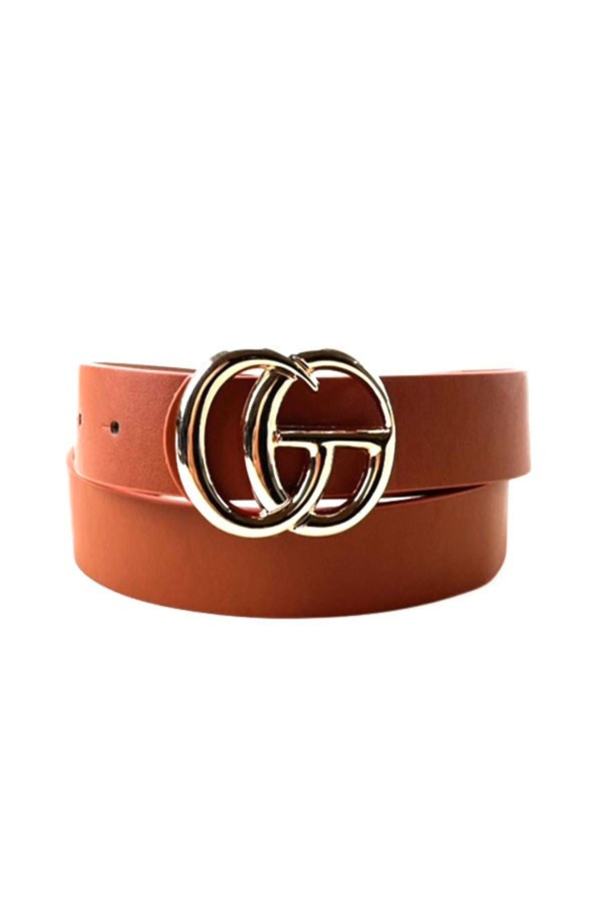 A stylish faux leather buckle belt made from smooth PU leather, featuring a classic buckle design and adjustable fit.