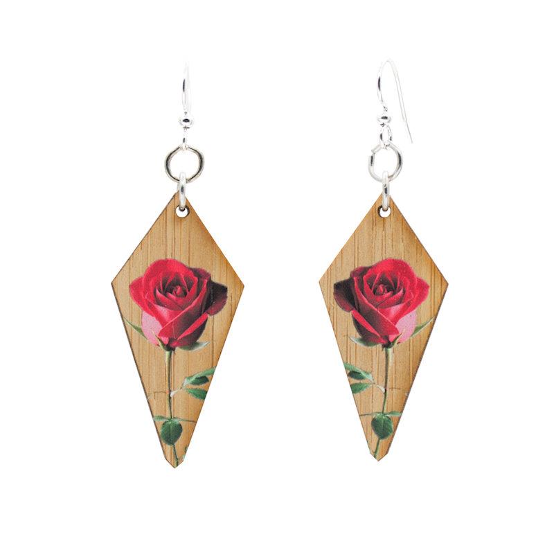 Final Rose Bamboo Earrings #973, eco-friendly and stylish, showcasing a natural bamboo design.