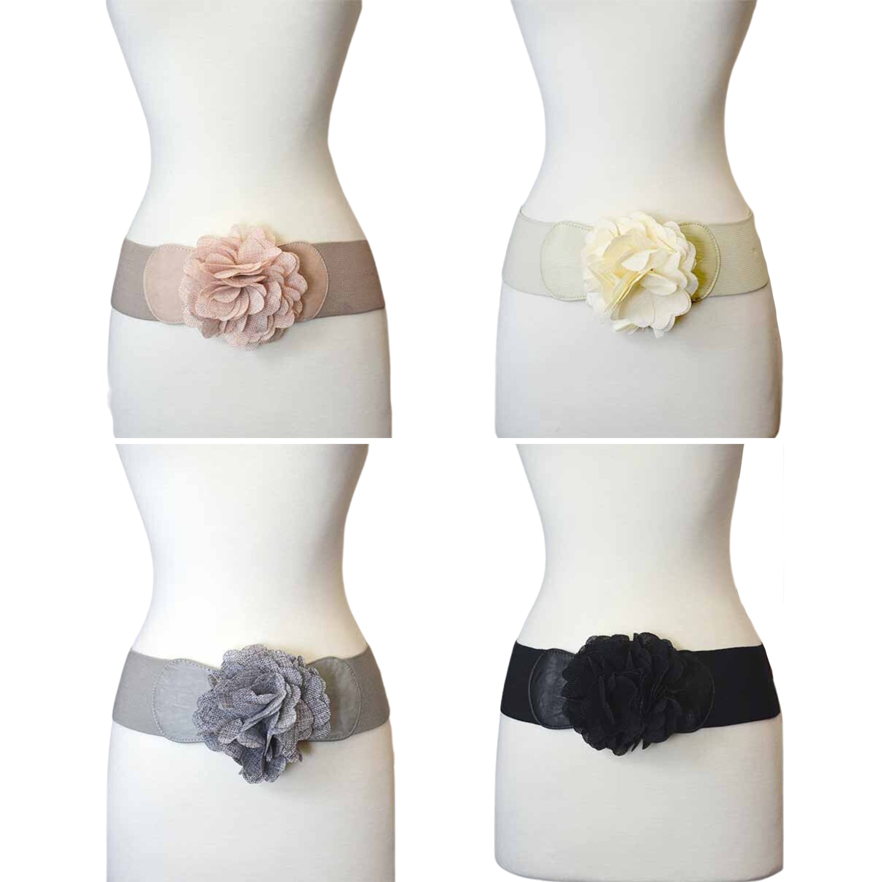 Flower Accent Stretch Belt featuring a floral design, stretchable material, and secure hook closure, perfect for enhancing outfits.