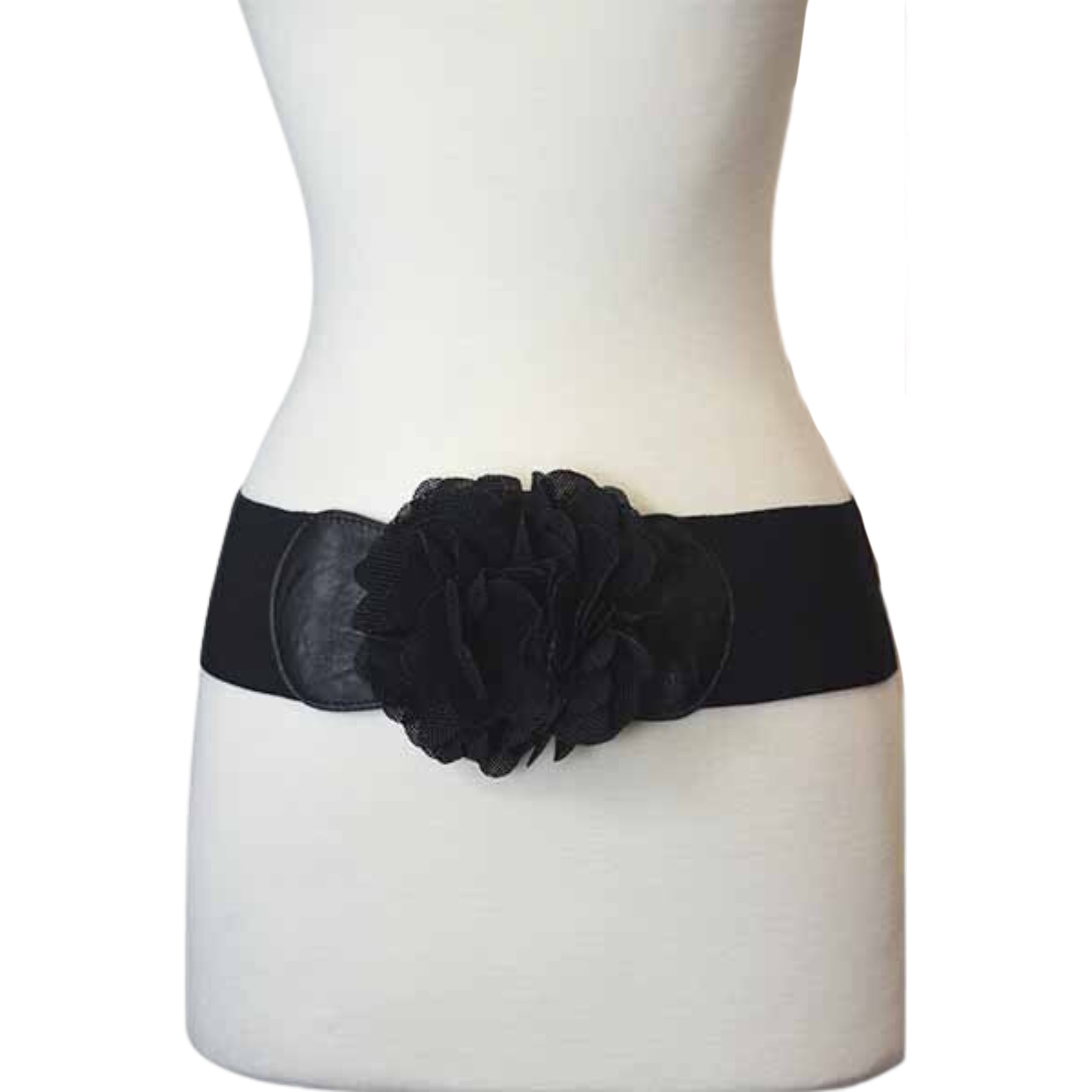 Flower Accent Stretch Belt featuring a floral design, stretchable material, and secure hook closure, perfect for enhancing outfits.