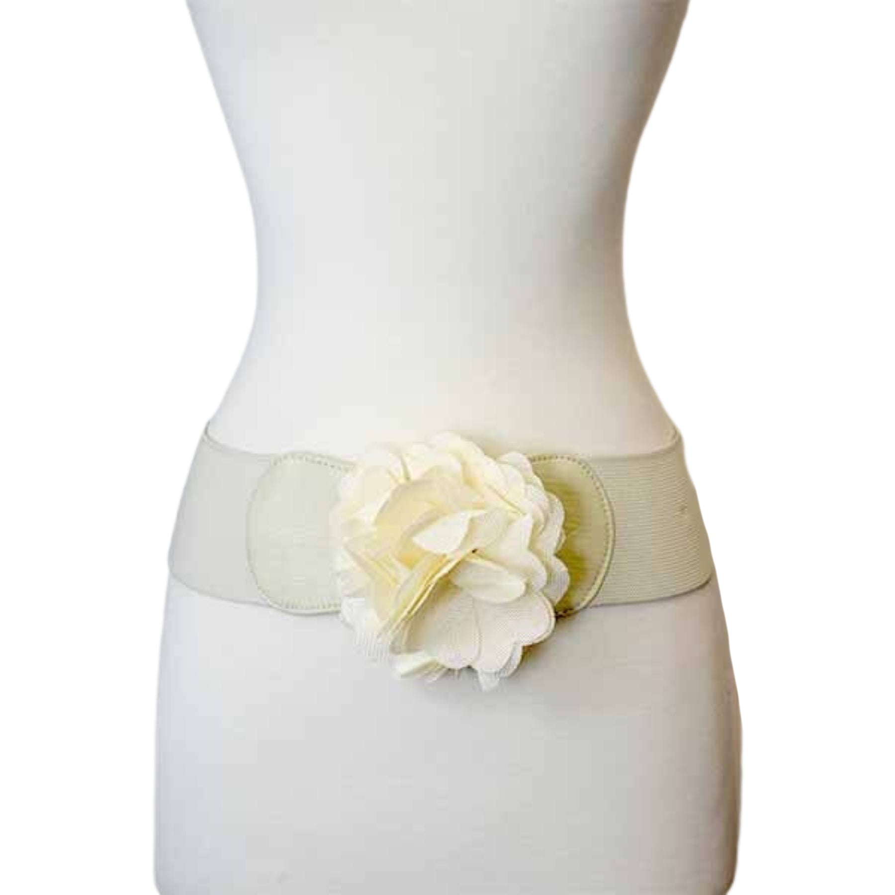 Flower Accent Stretch Belt featuring a floral design, stretchable material, and secure hook closure, perfect for enhancing outfits.