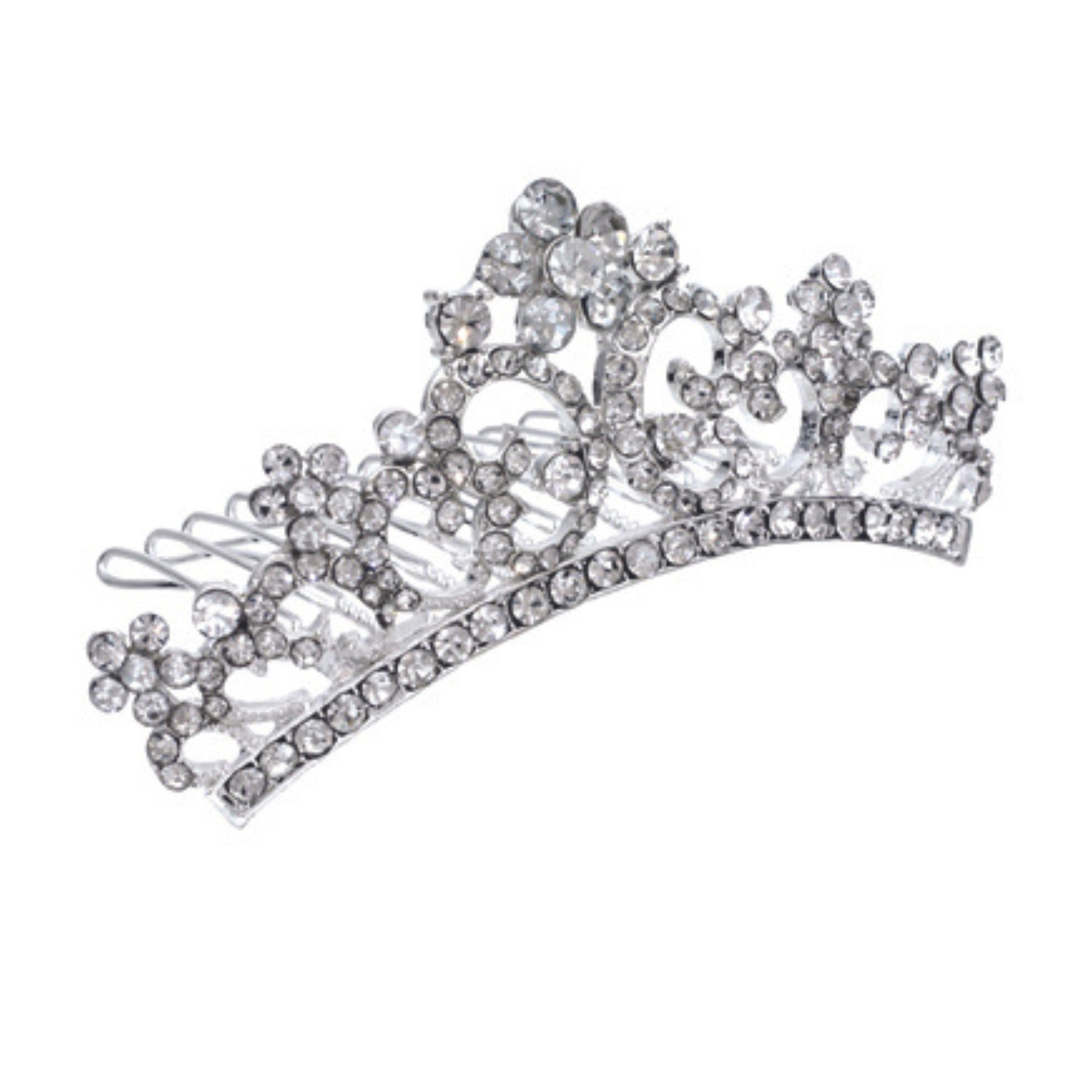 A beautiful Flower Crystal Crown featuring delicate floral designs and sparkling crystals, perfect for weddings and special occasions.