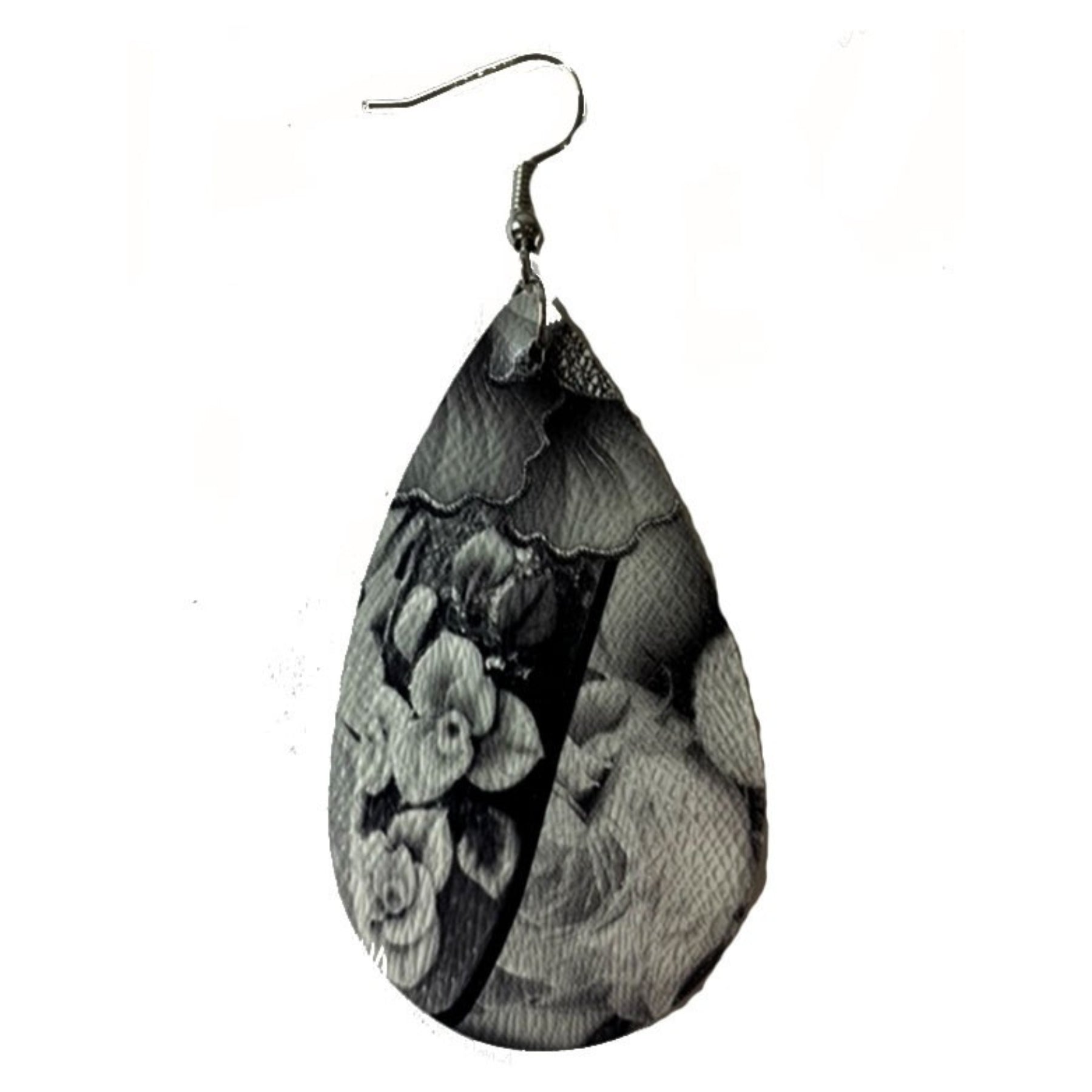 Elegant Flower Print Teardrop Earrings with a chic design, featuring a floral pattern and a drop length of 2.25 inches.