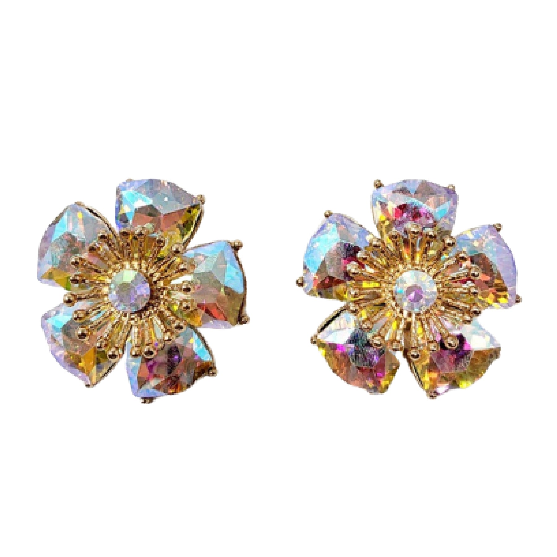 Elegant Flower Rhinestone Clip Earrings with sparkling rhinestones and a secure clip back design, perfect for any occasion.