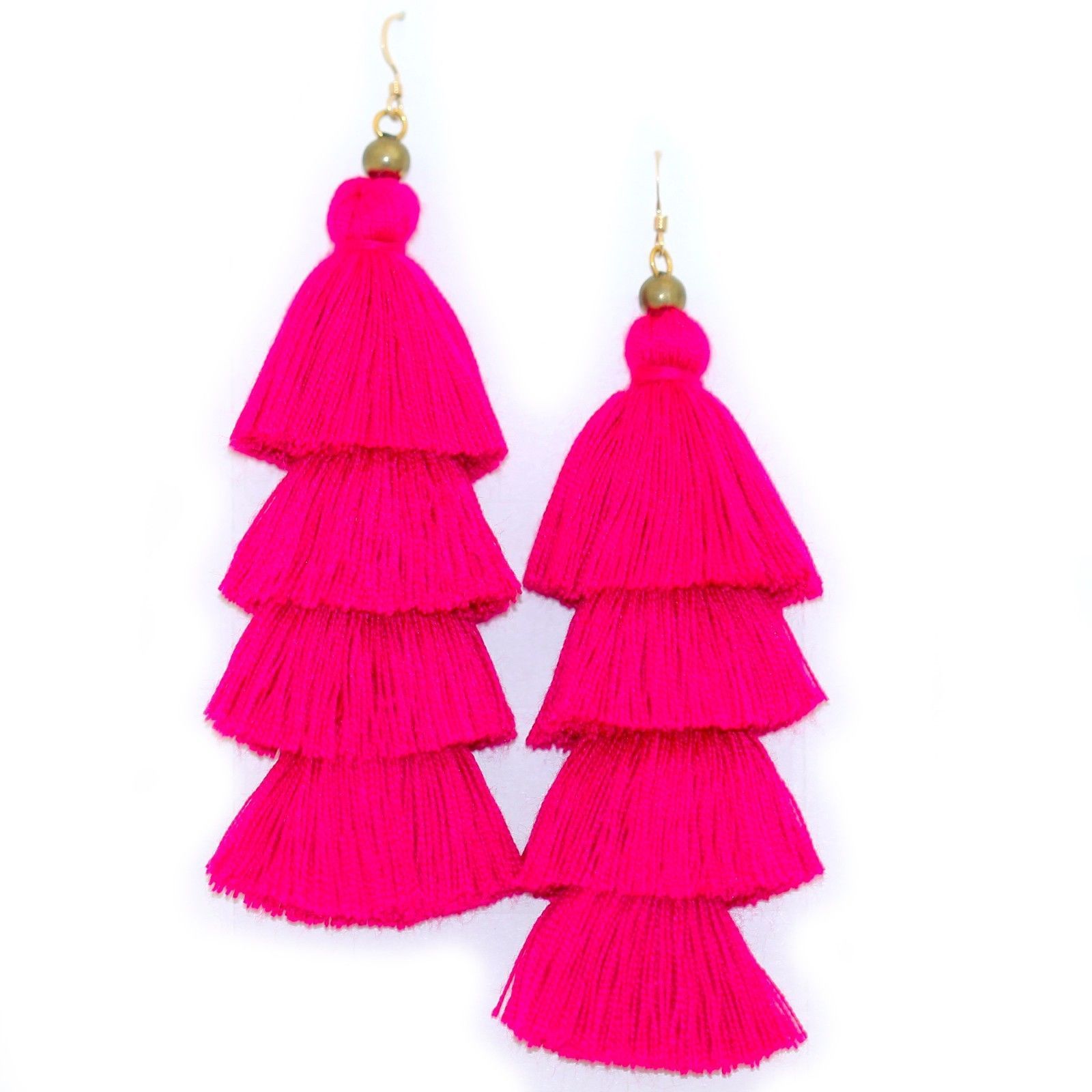 Vibrant Fringe Tassel Earrings with gold-filled ear wires, showcasing a colorful and stylish design.