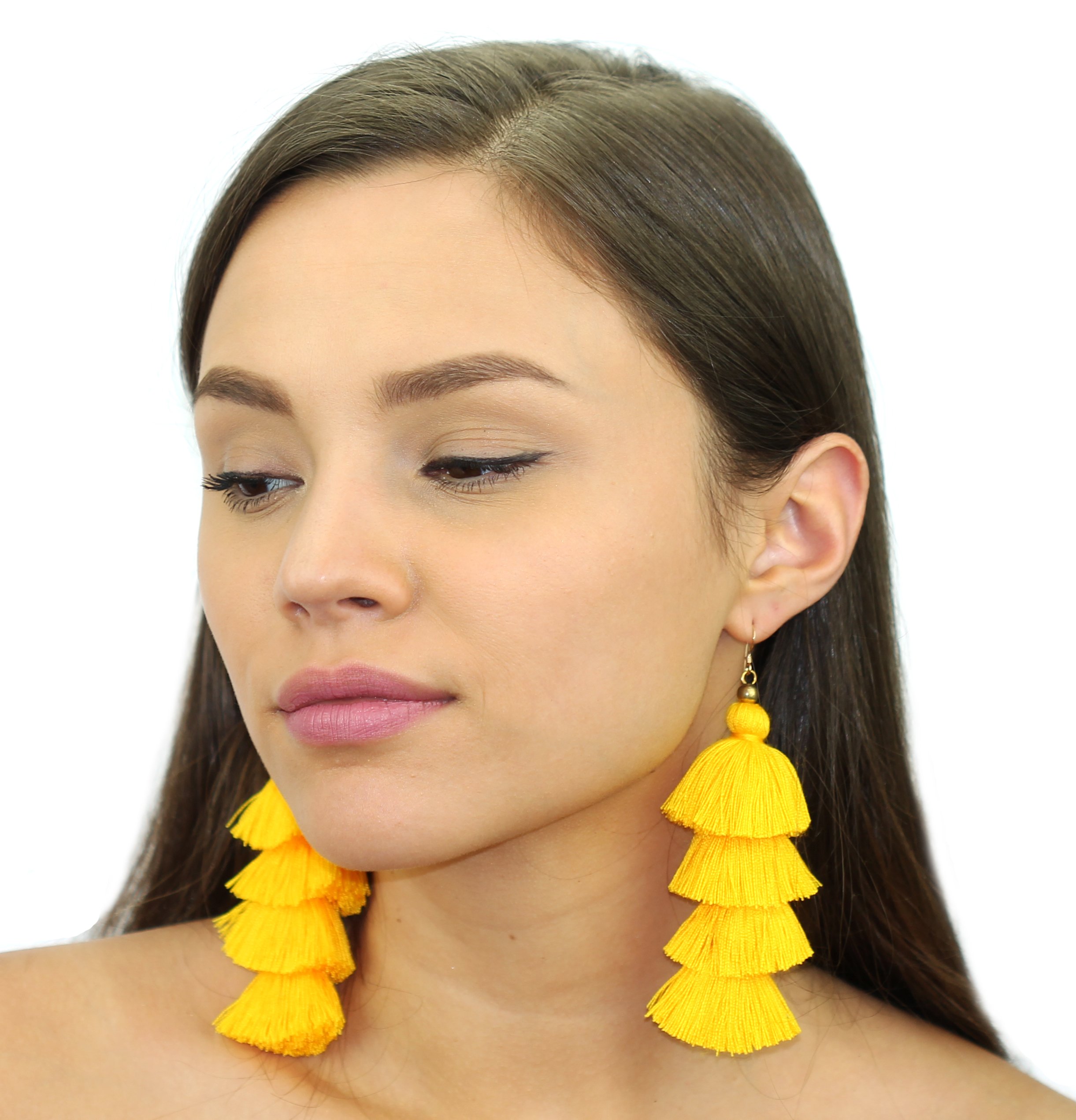 Vibrant Fringe Tassel Earrings with gold-filled ear wires, showcasing a colorful and stylish design.